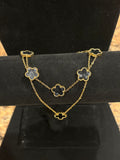 Noir Enchantment: Gold-Plated Black Clover Necklace & Bracelet Set