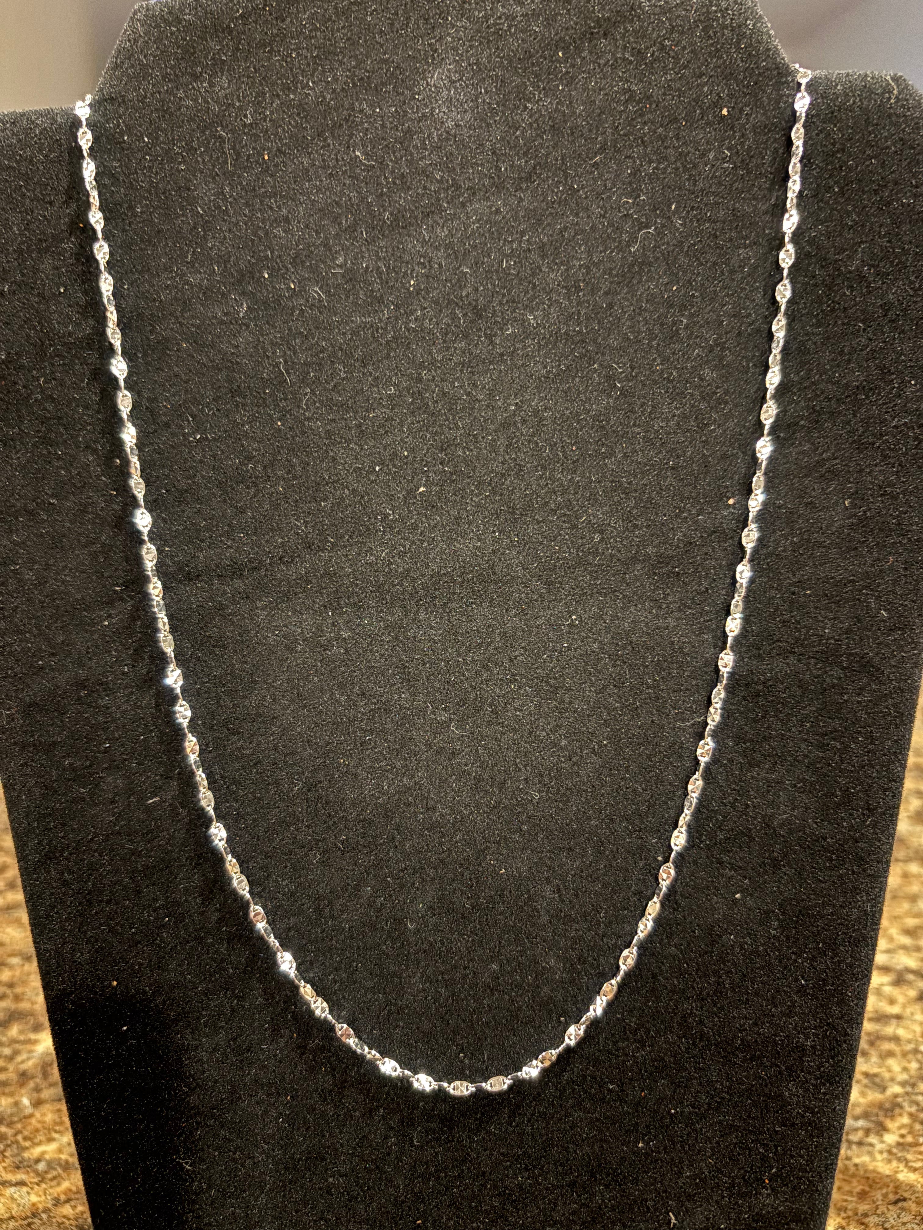 Men’s Italian-Crafted 22" Sterling Silver Diamond-Cut Margarita Sparkle Chain