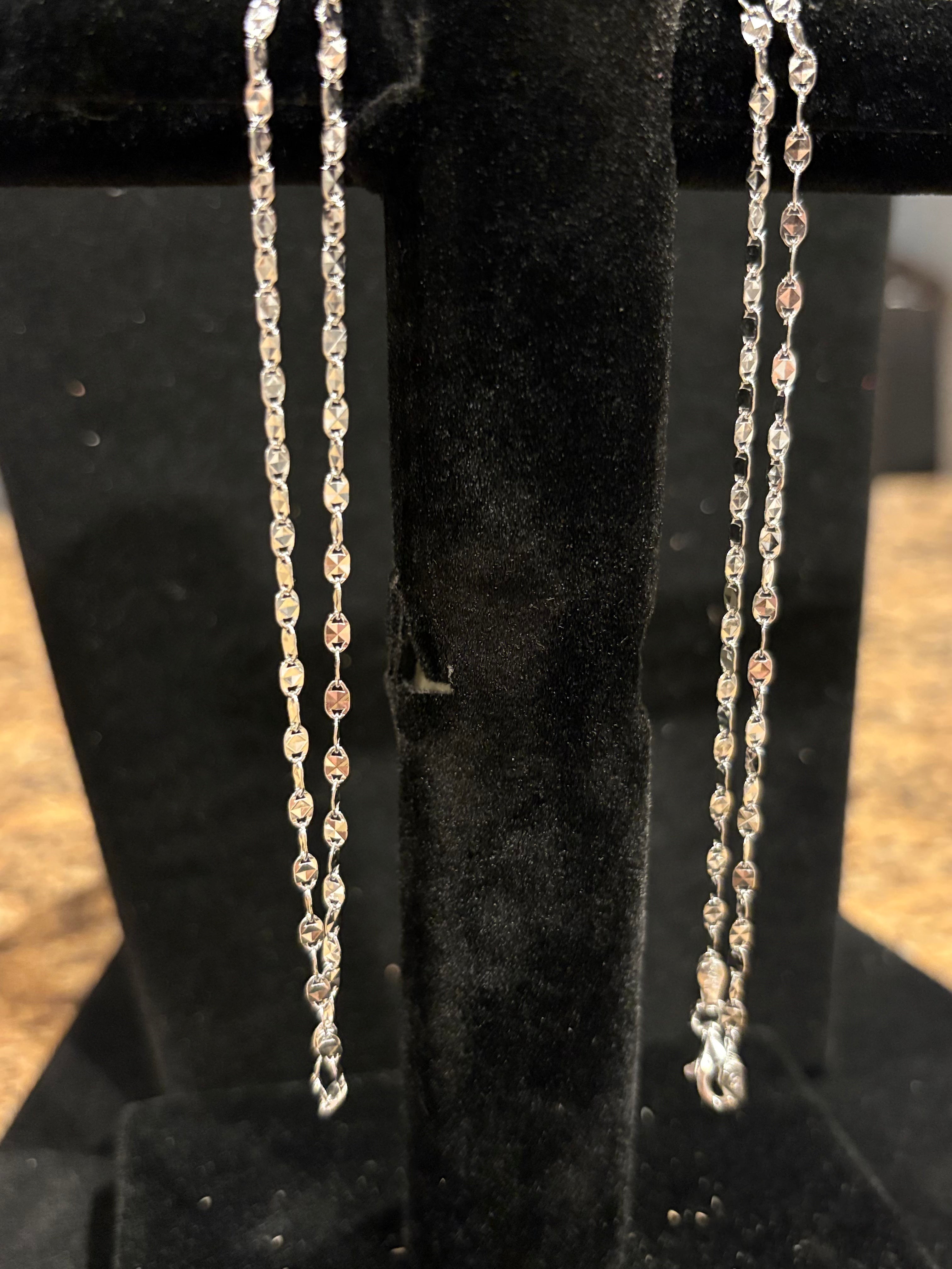 Men’s Italian-Crafted 22" Sterling Silver Diamond-Cut Margarita Sparkle Chain