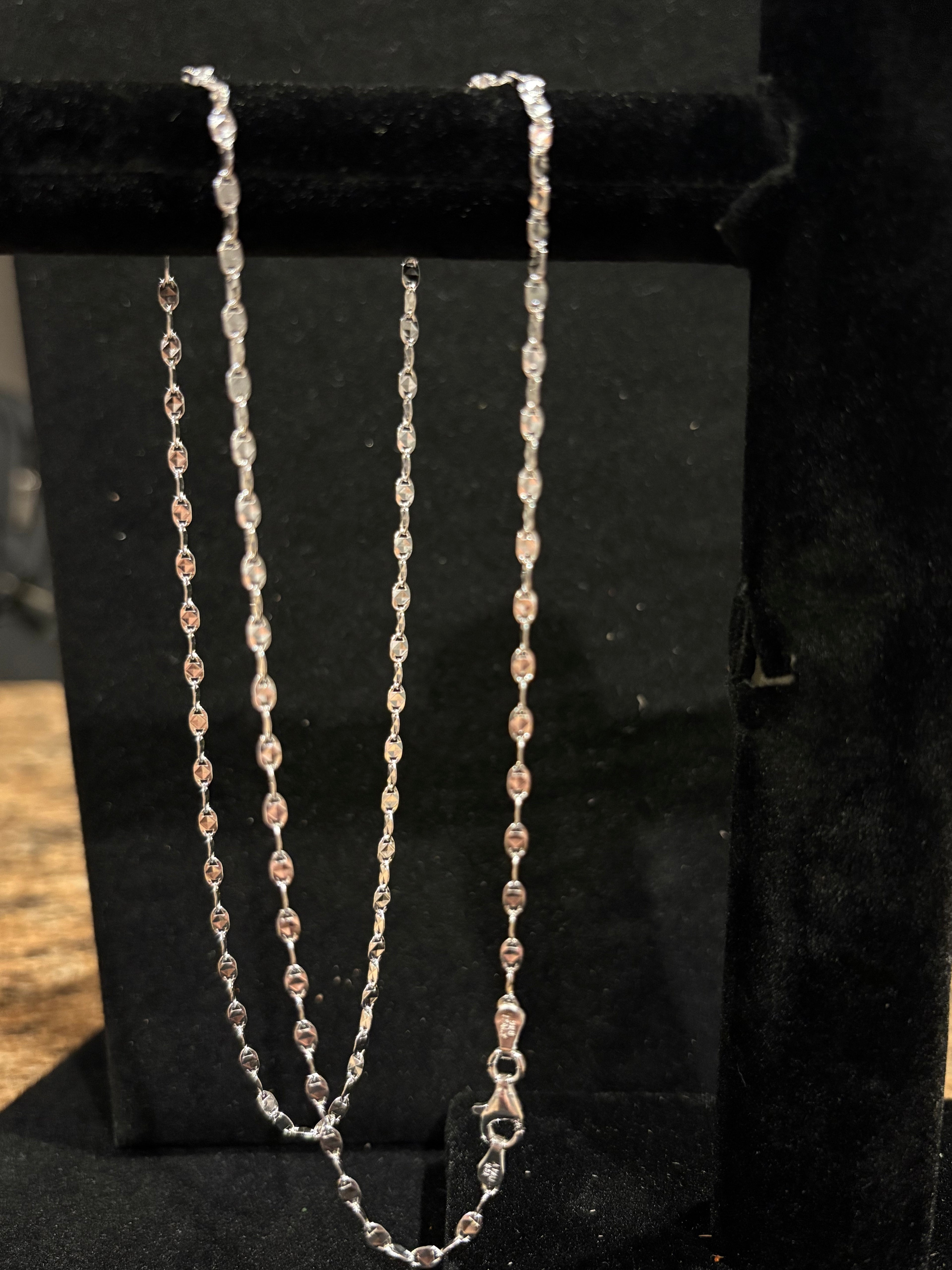 Men’s Italian-Crafted 22" Sterling Silver Diamond-Cut Margarita Sparkle Chain