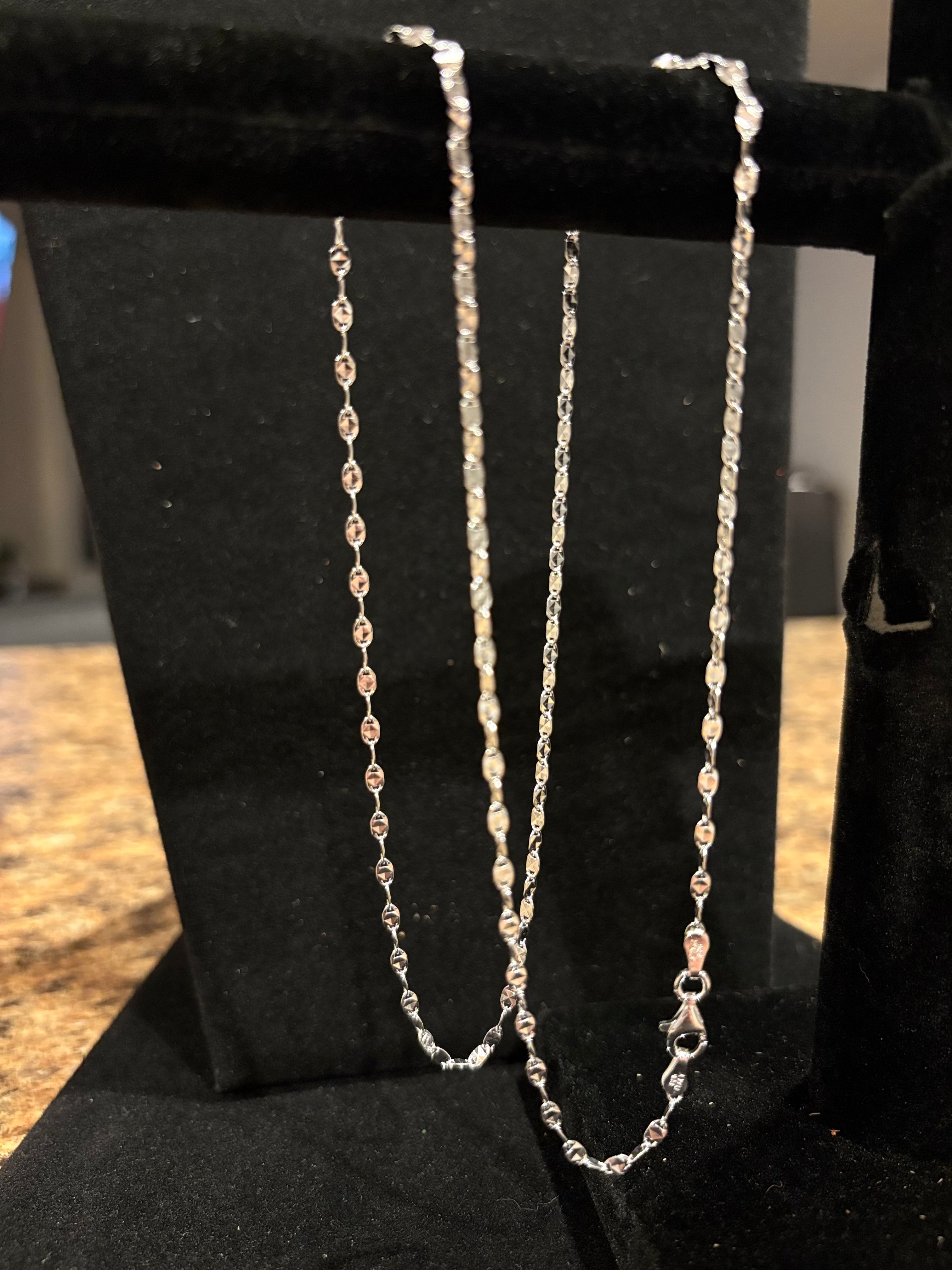 Men’s Italian-Crafted 22" Sterling Silver Diamond-Cut Margarita Sparkle Chain