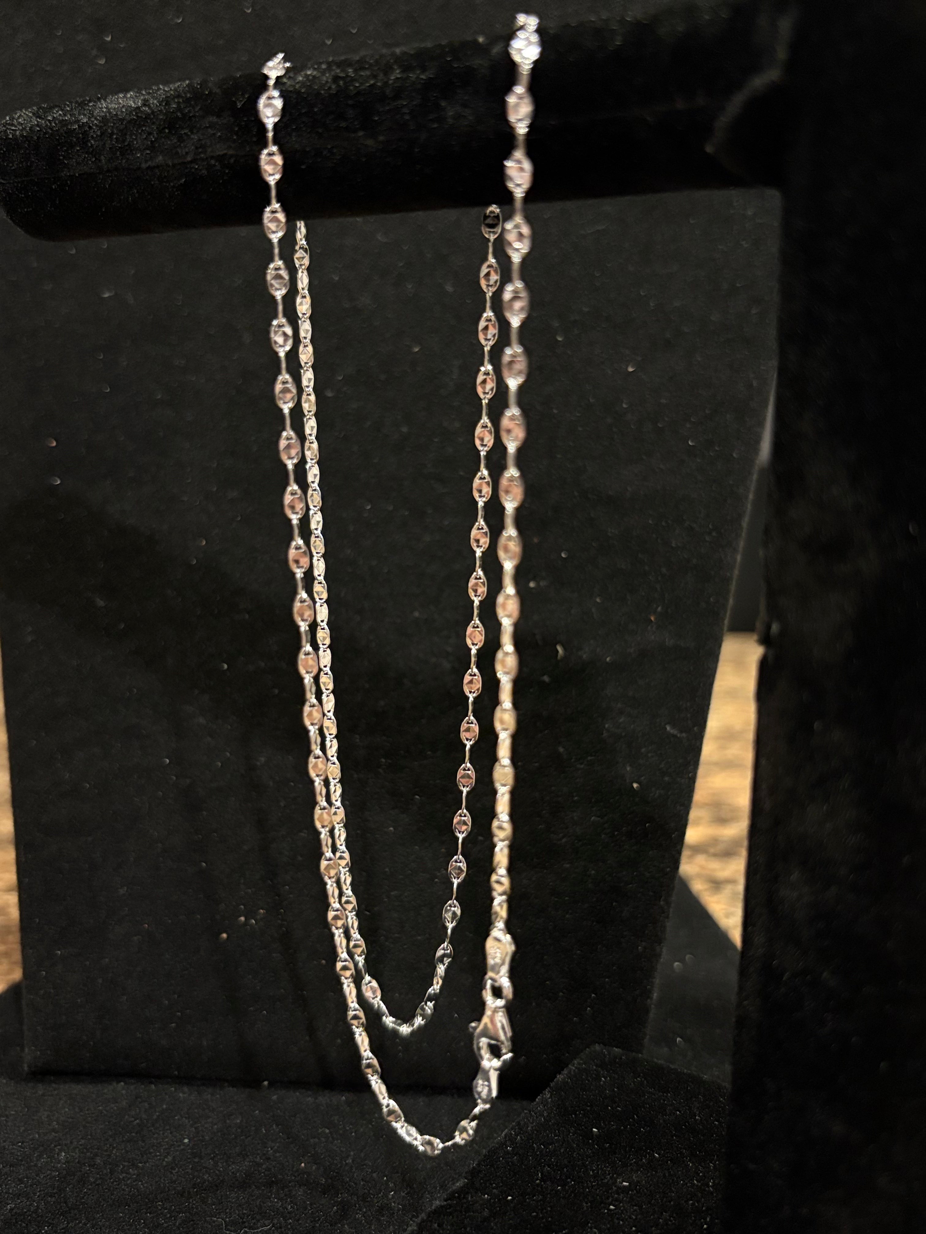 Men’s Italian-Crafted 22" Sterling Silver Diamond-Cut Margarita Sparkle Chain