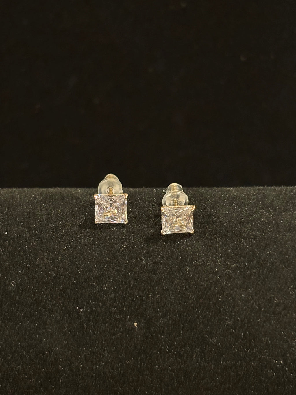 Contemporary Sparkle: Classic Princess-Cut 14K Gold Earrings