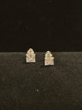 Contemporary Sparkle: Classic Princess-Cut 14K Gold Earrings