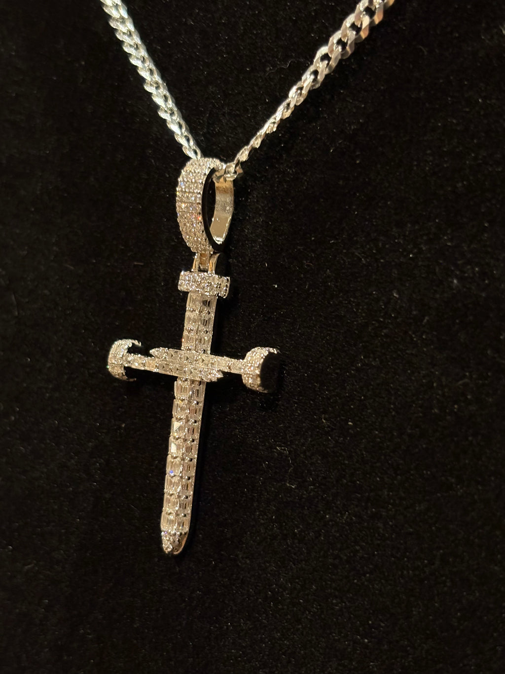 Men’s Iced Out Sterling Silver Sword Cross Pendant