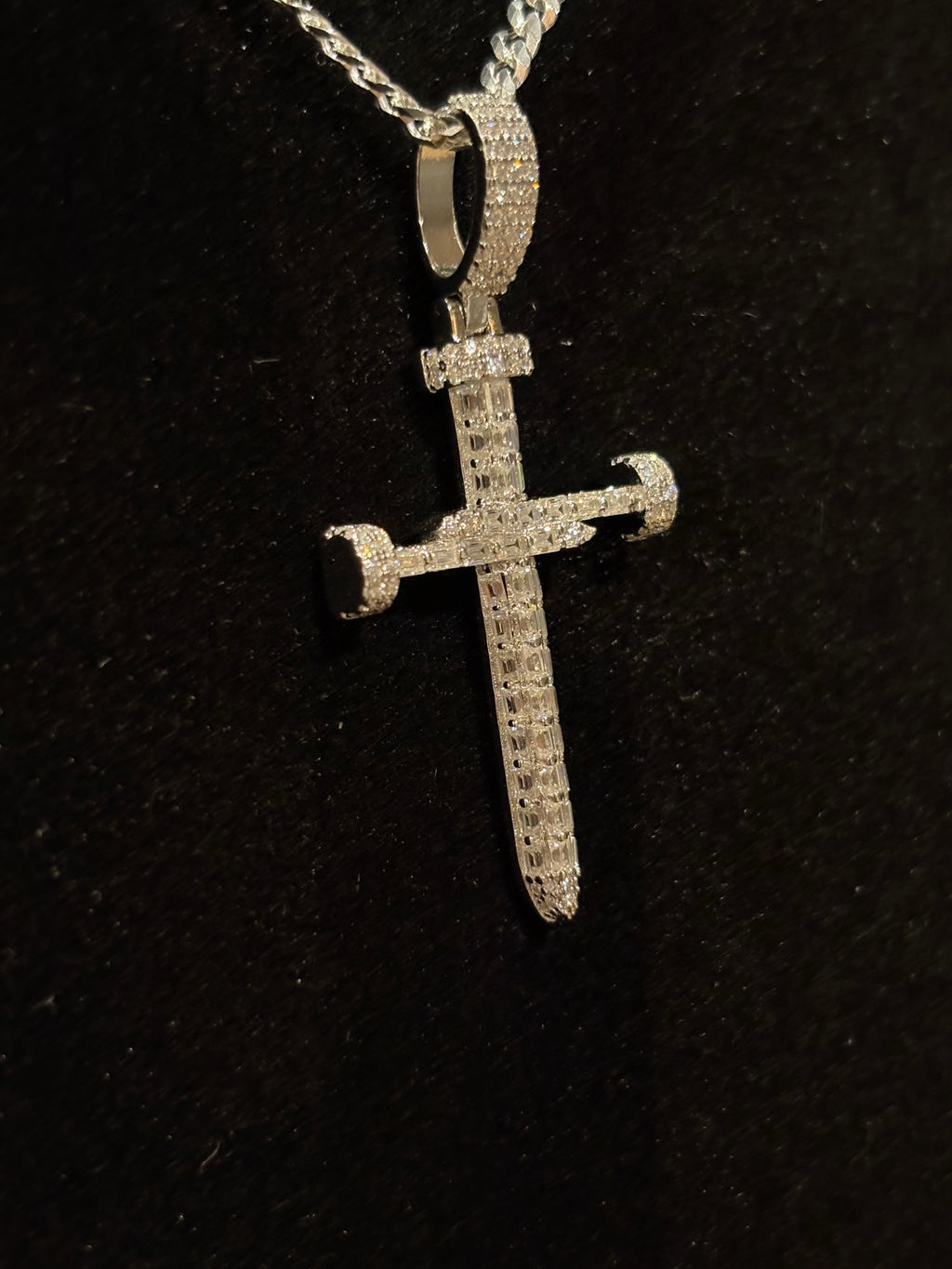 Men’s Iced Out Sterling Silver Sword Cross Pendant