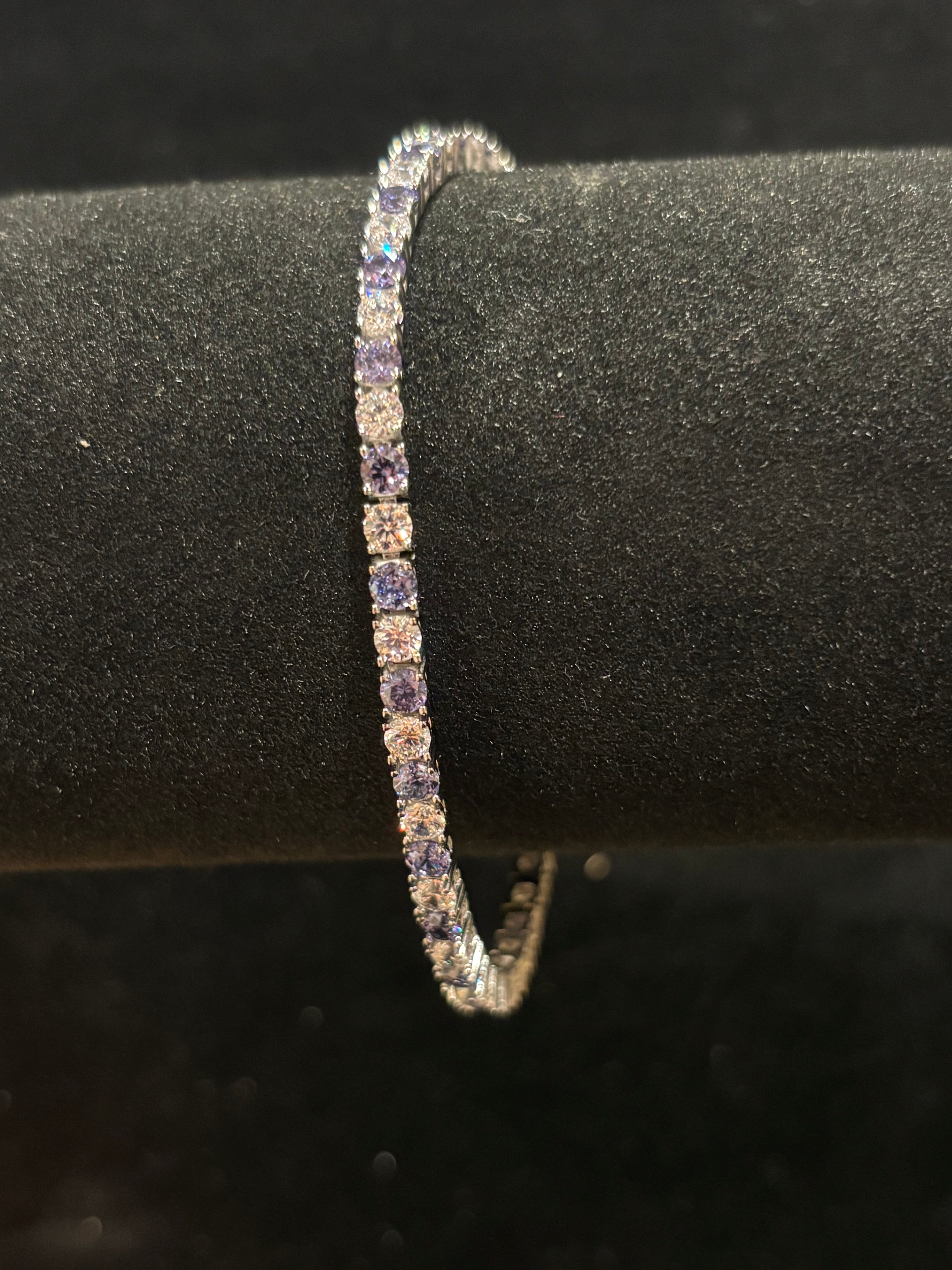 Sparking Violet & Brilliant Clear Tennis Bracelet