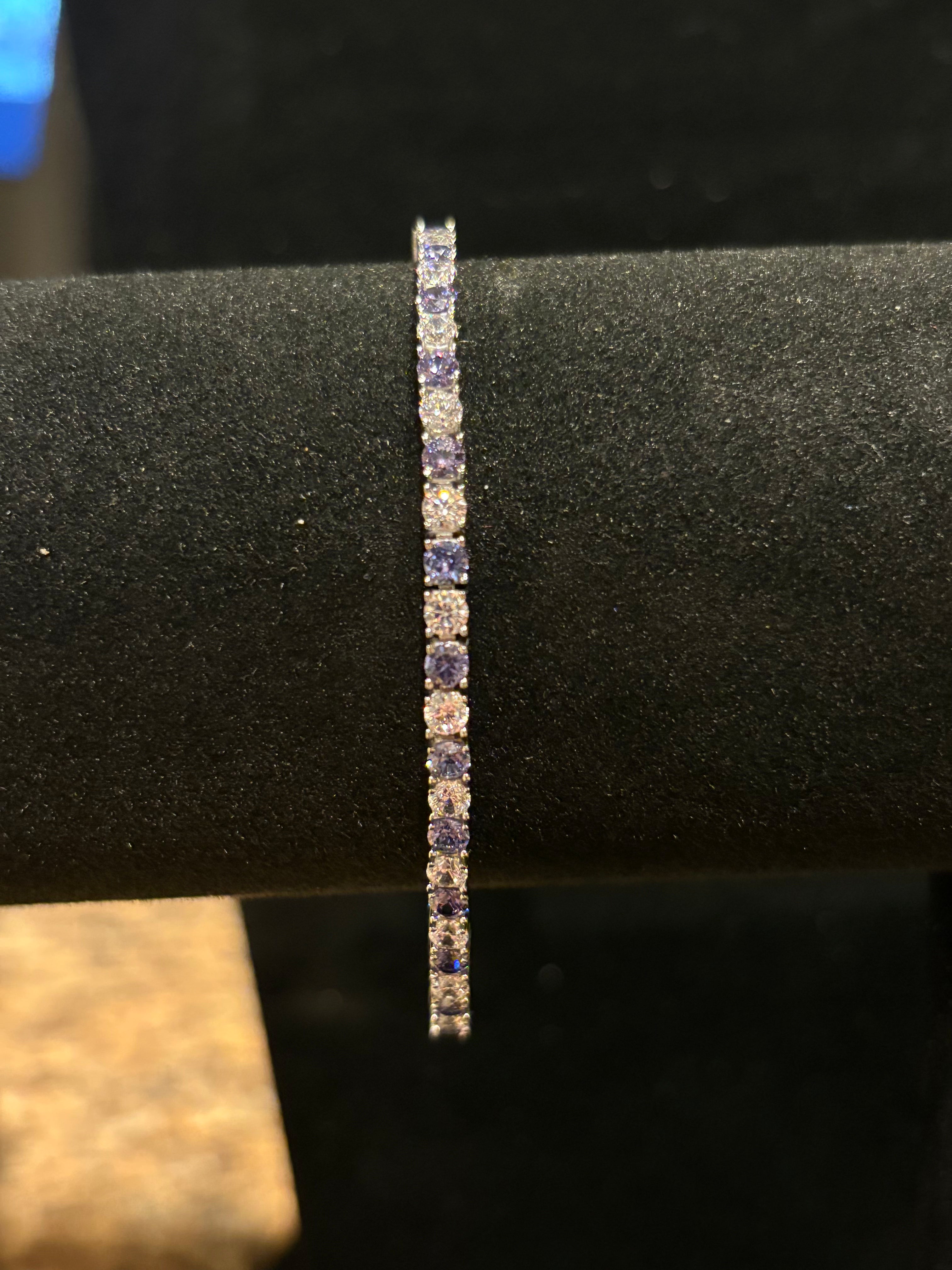 Sparking Violet & Brilliant Clear Tennis Bracelet