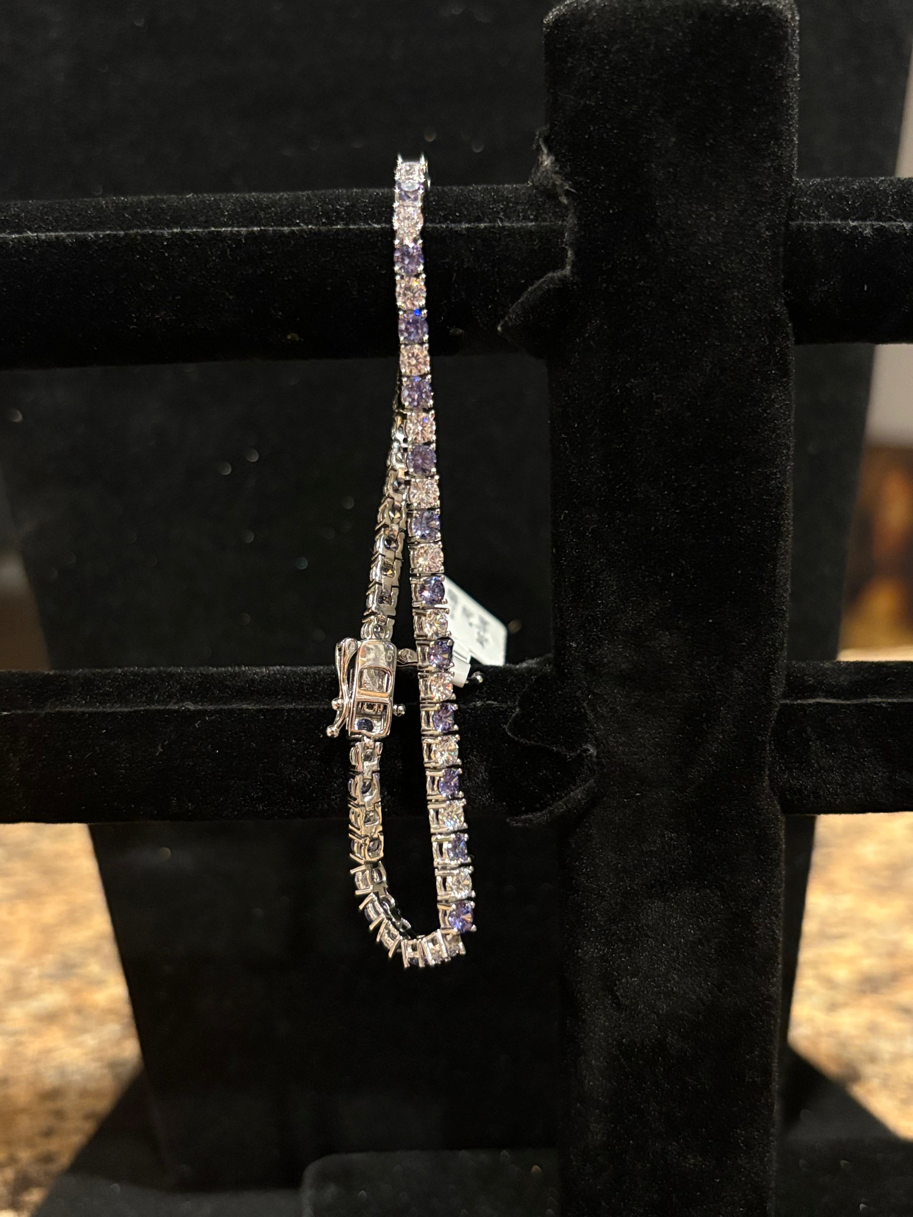 Sparking Violet & Brilliant Clear Tennis Bracelet