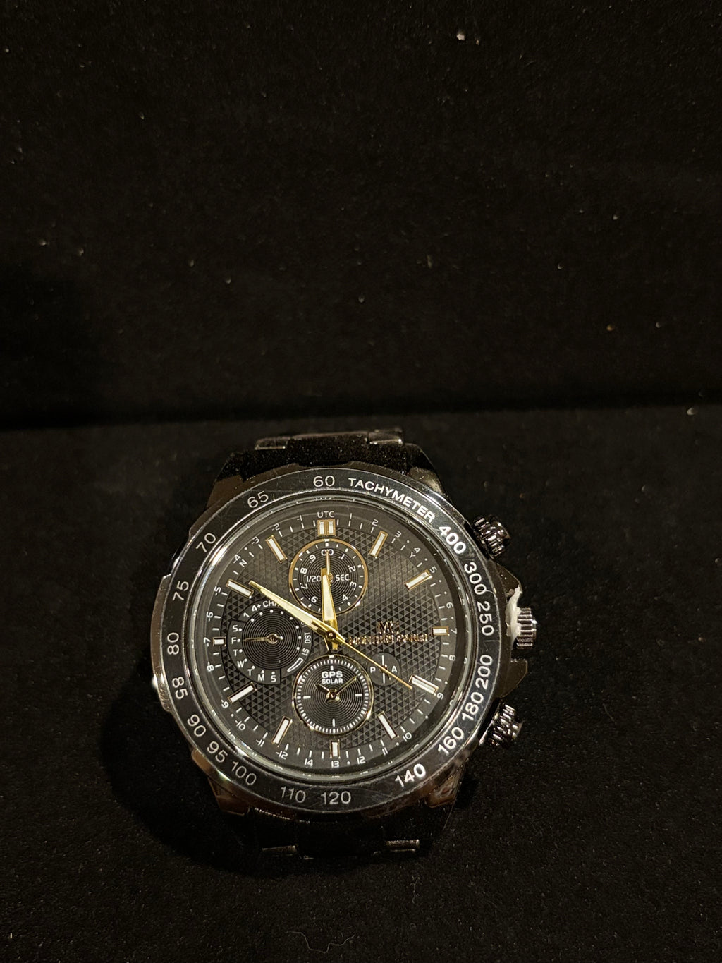 Bold Precision: Men’s Montres Carlo Gunmetal Tachymeter Watch (50mm)