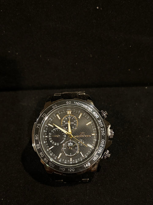 Bold Precision: Men’s Montres Carlo Gunmetal Tachymeter Watch (50mm)