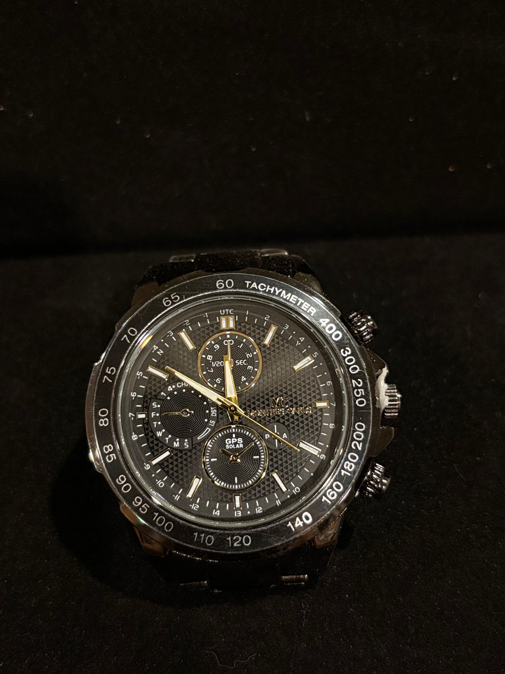 Bold Precision: Men’s Montres Carlo Gunmetal Tachymeter Watch (50mm)