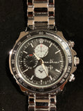 Steel Elegance: Men’s Montres Carlo Silver-Tone Tachymeter Watch (50mm)