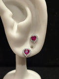 Radiant Scarlet Heart Halo Studs Earrings