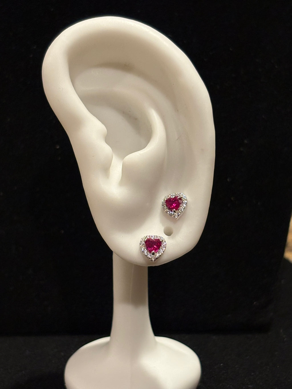 Radiant Scarlet Heart Halo Studs Earrings