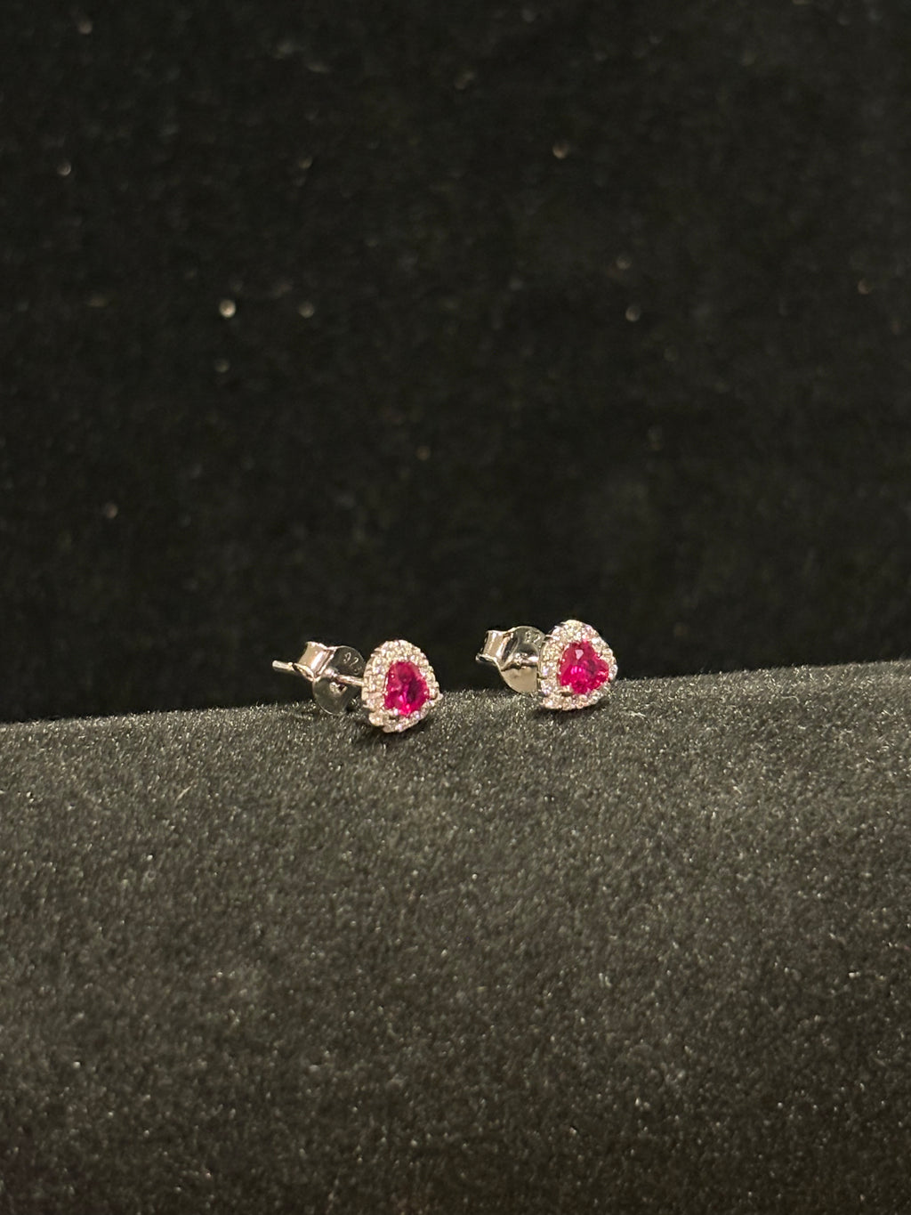 Radiant Scarlet Heart Halo Studs Earrings