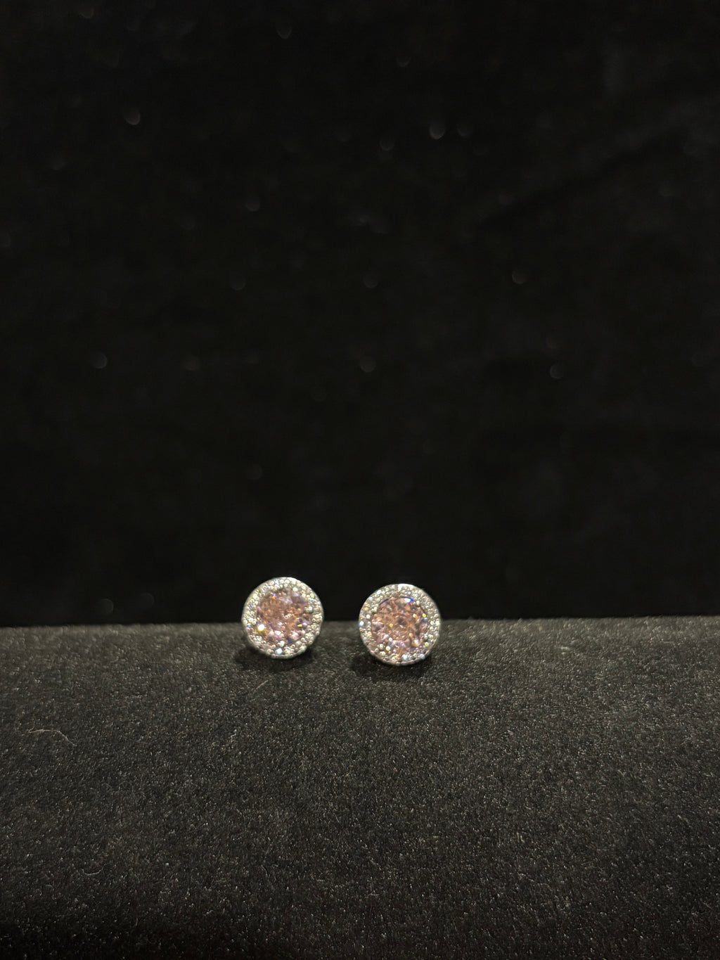 Blush Pink Halo Stud Earrings in Sterling Silver