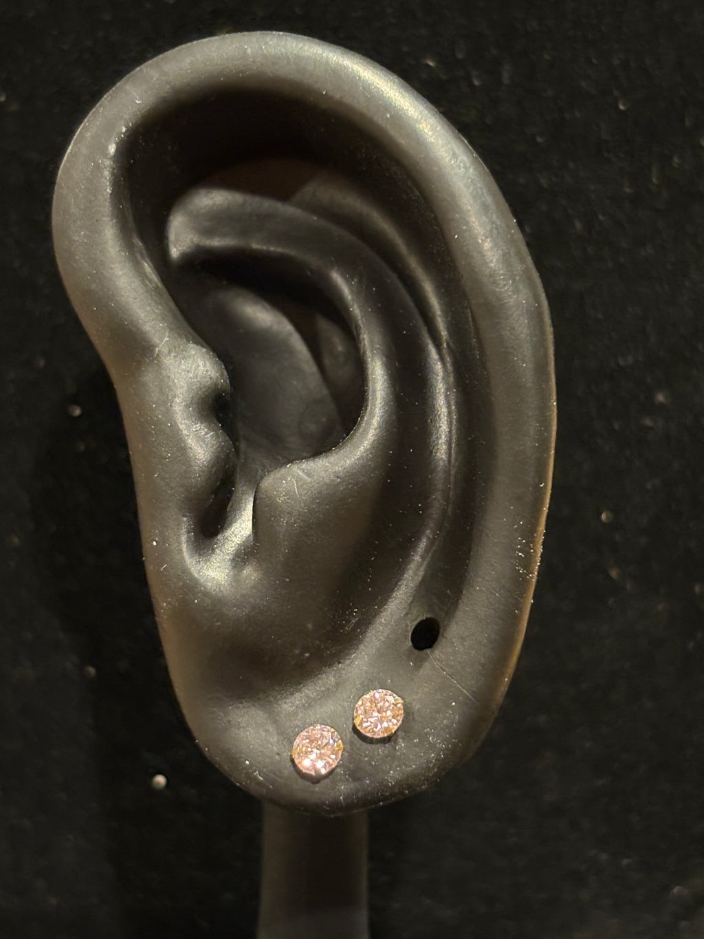 Blush Pink Solitaire Stud Earrings in 10K Gold
