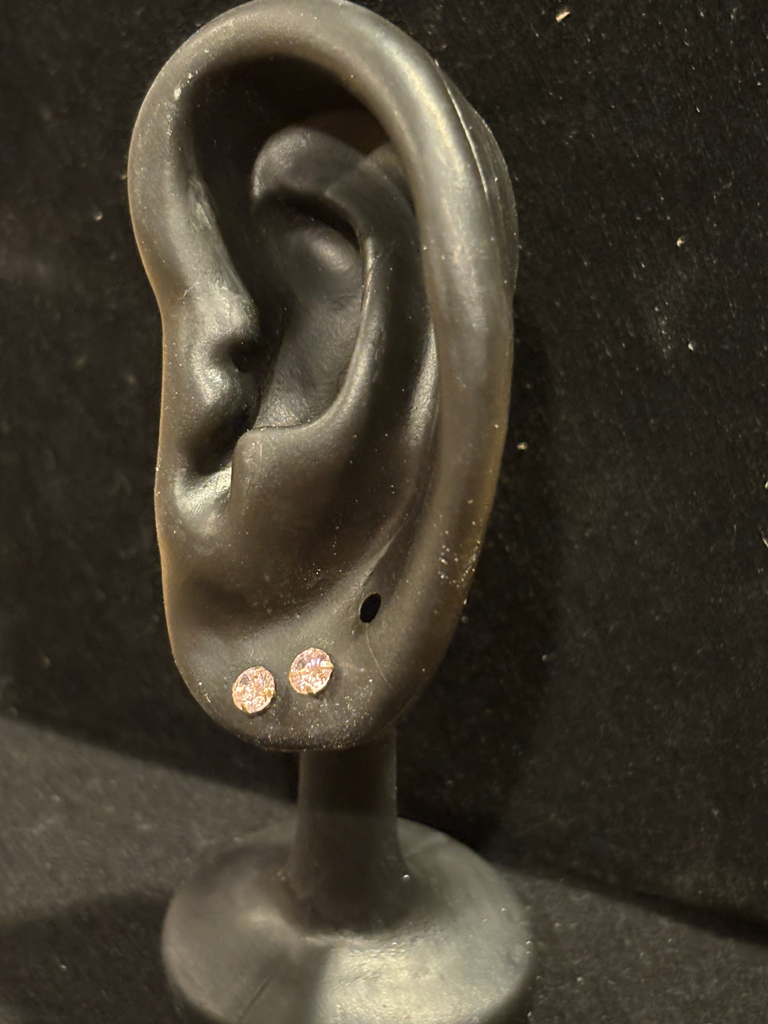 Blush Pink Solitaire Stud Earrings in 10K Gold