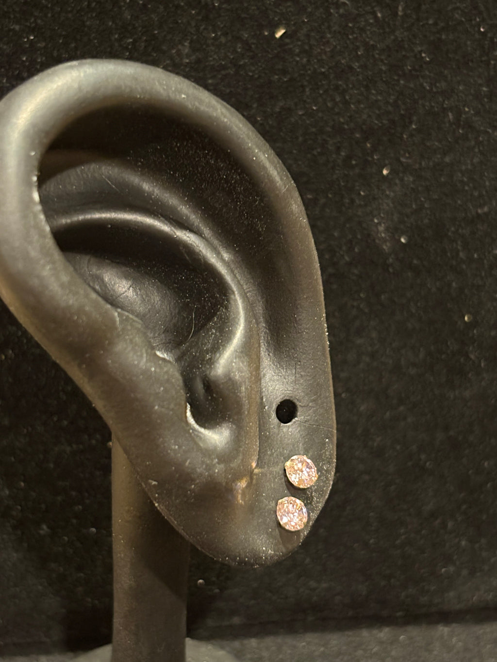 Blush Pink Solitaire Stud Earrings in 10K Gold
