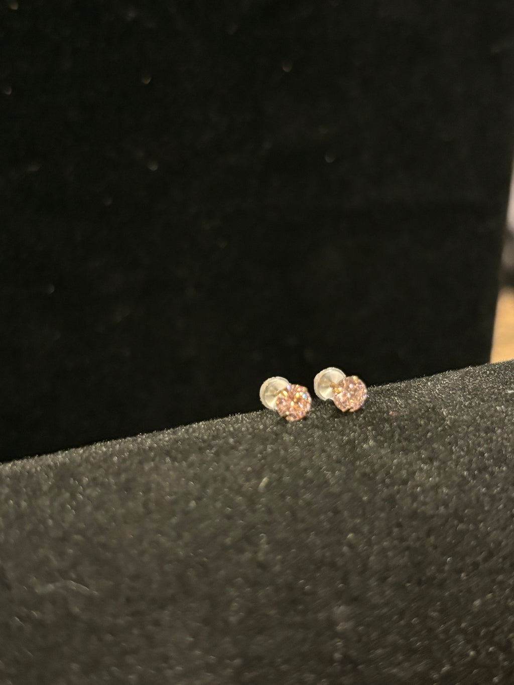 Blush Pink Solitaire Stud Earrings in 10K Gold
