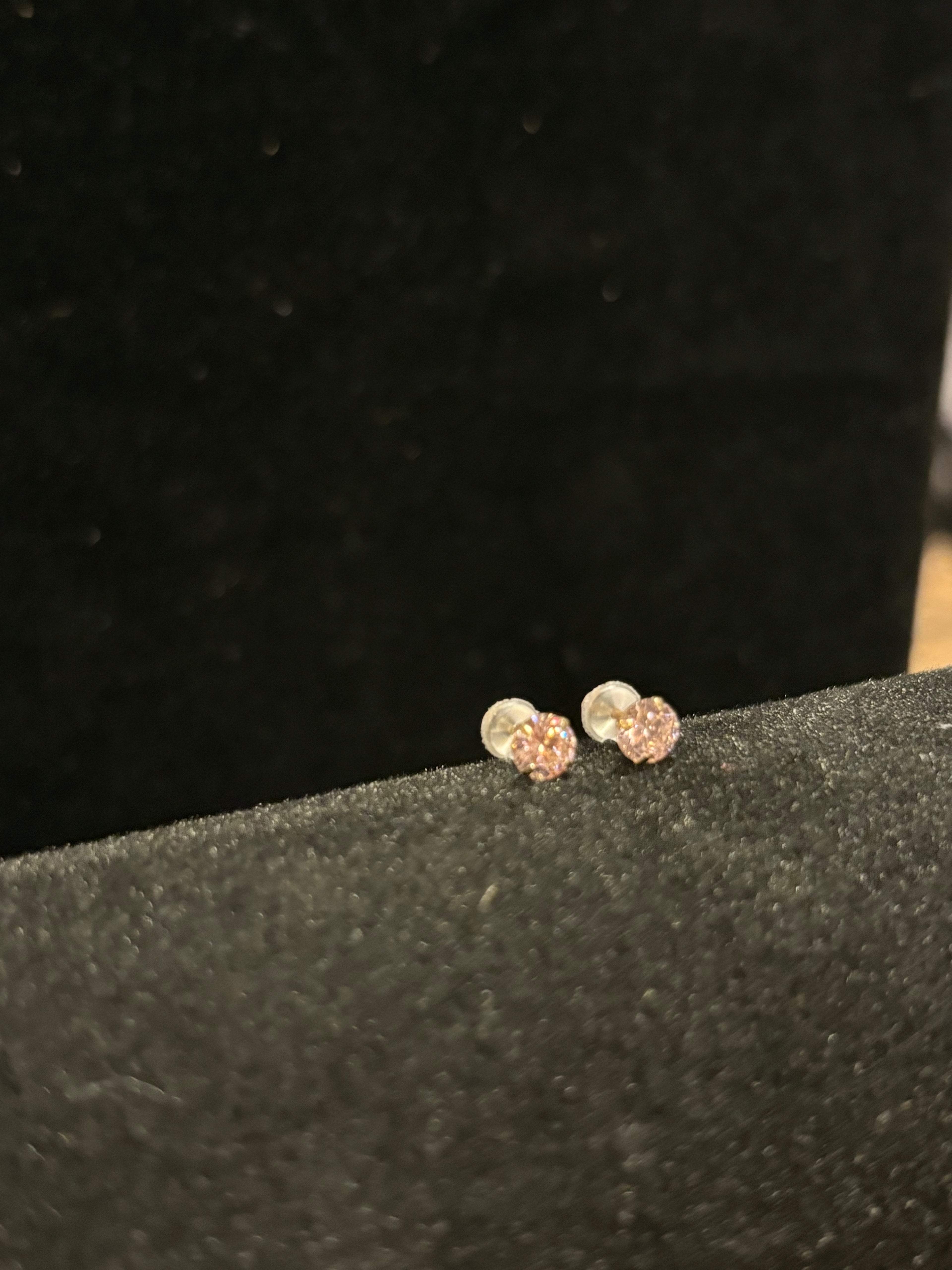 Blush Pink Solitaire Stud Earrings in 10K Gold