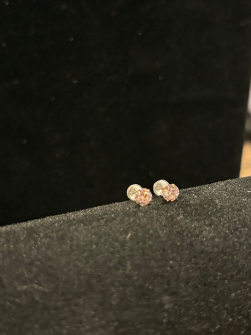 Blush Pink Solitaire Stud Earrings in 10K Gold