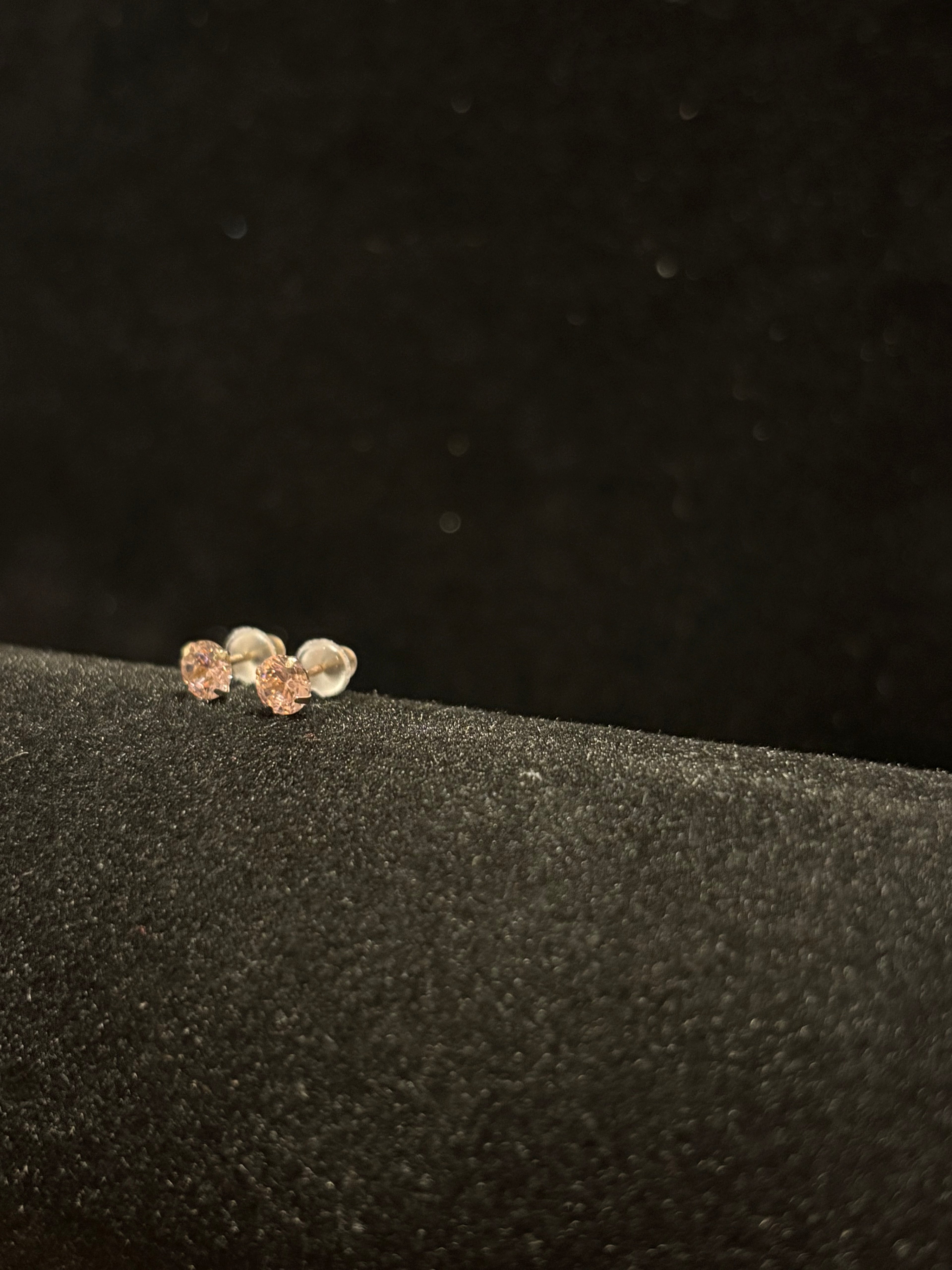 Blush Pink Solitaire Stud Earrings in 10K Gold