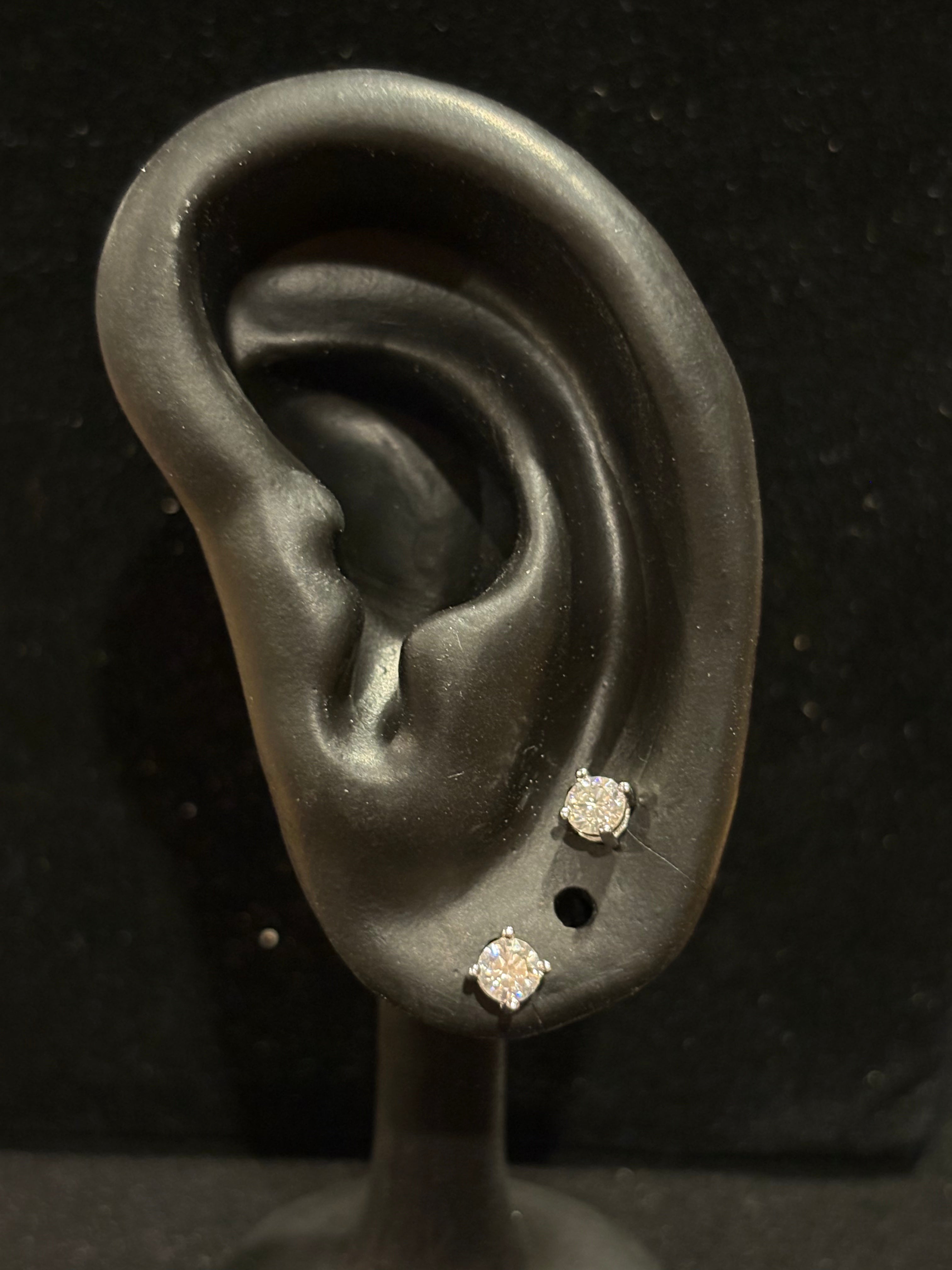 Round Moissanite Stud Earrings in Sterling Silver