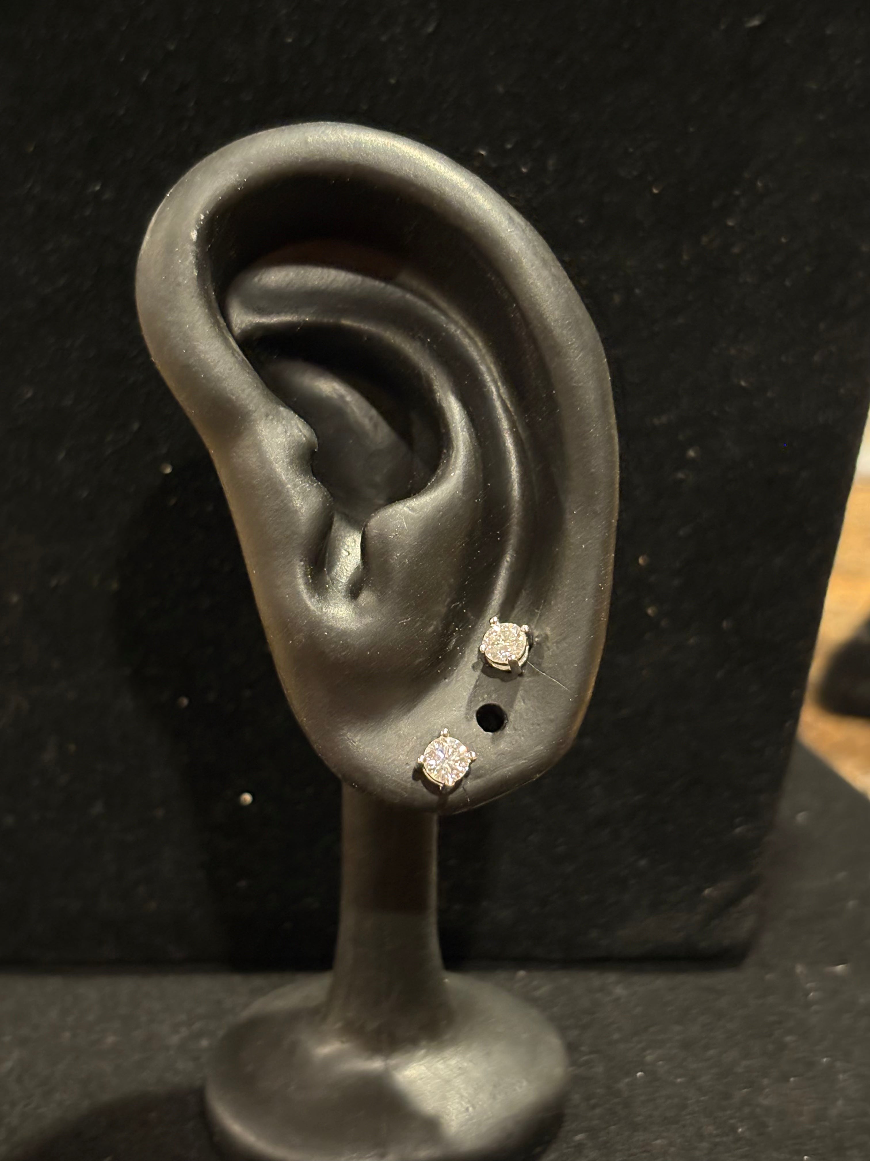 Round Moissanite Stud Earrings in Sterling Silver