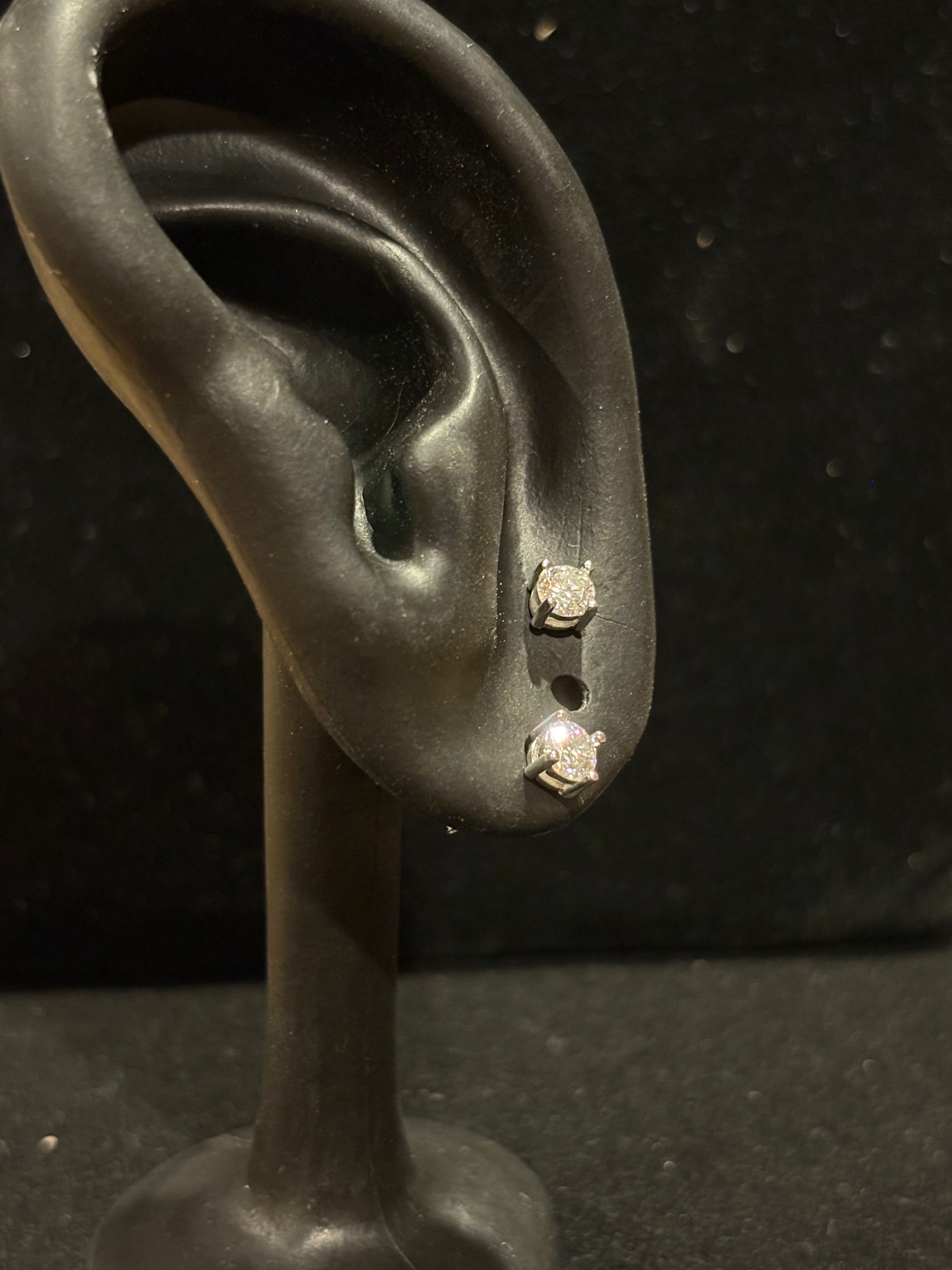 Round Moissanite Stud Earrings in Sterling Silver