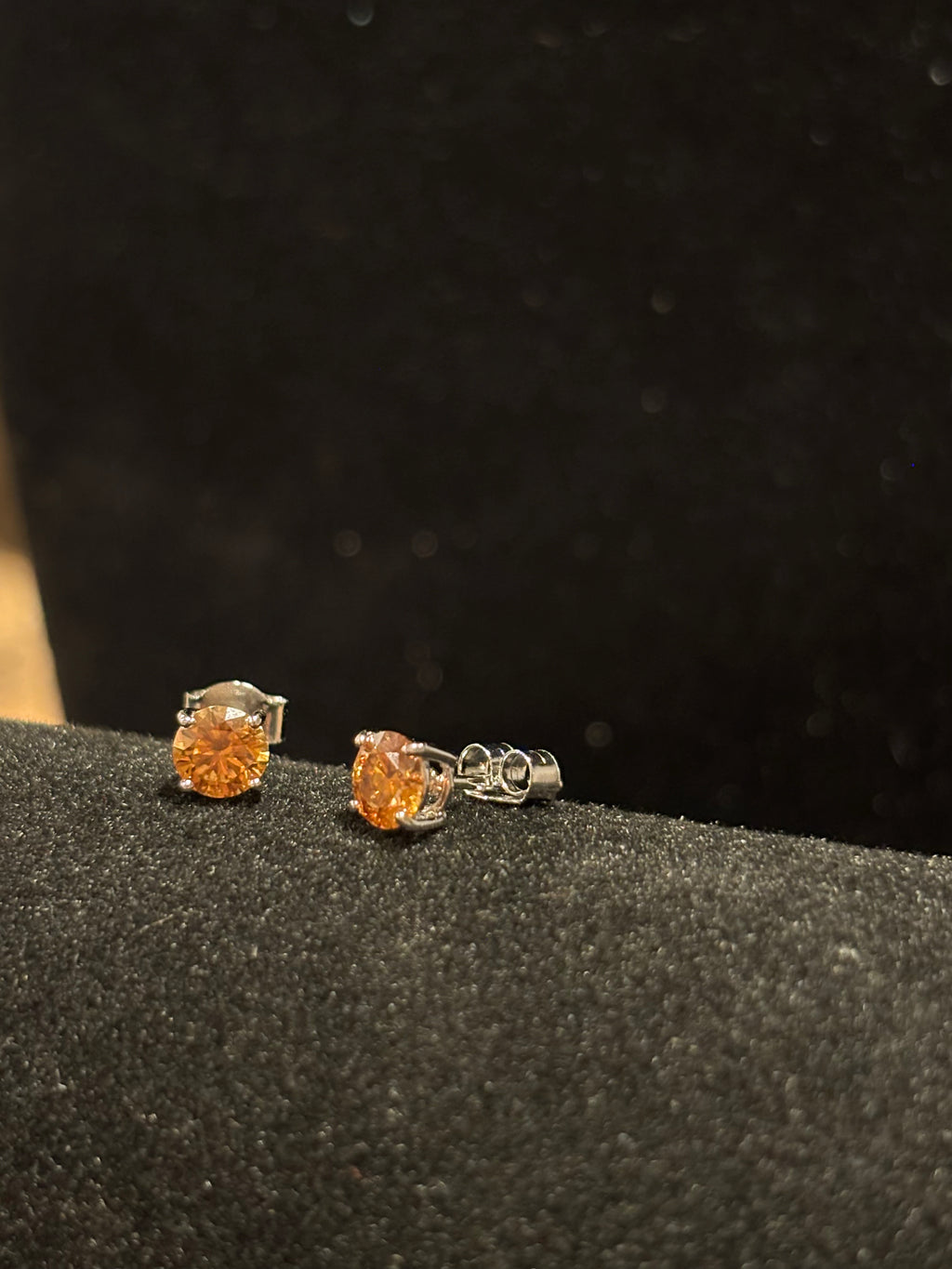 Vibrant Dark Yellow Round Moissanite Stud Earrings in Sterling Silver