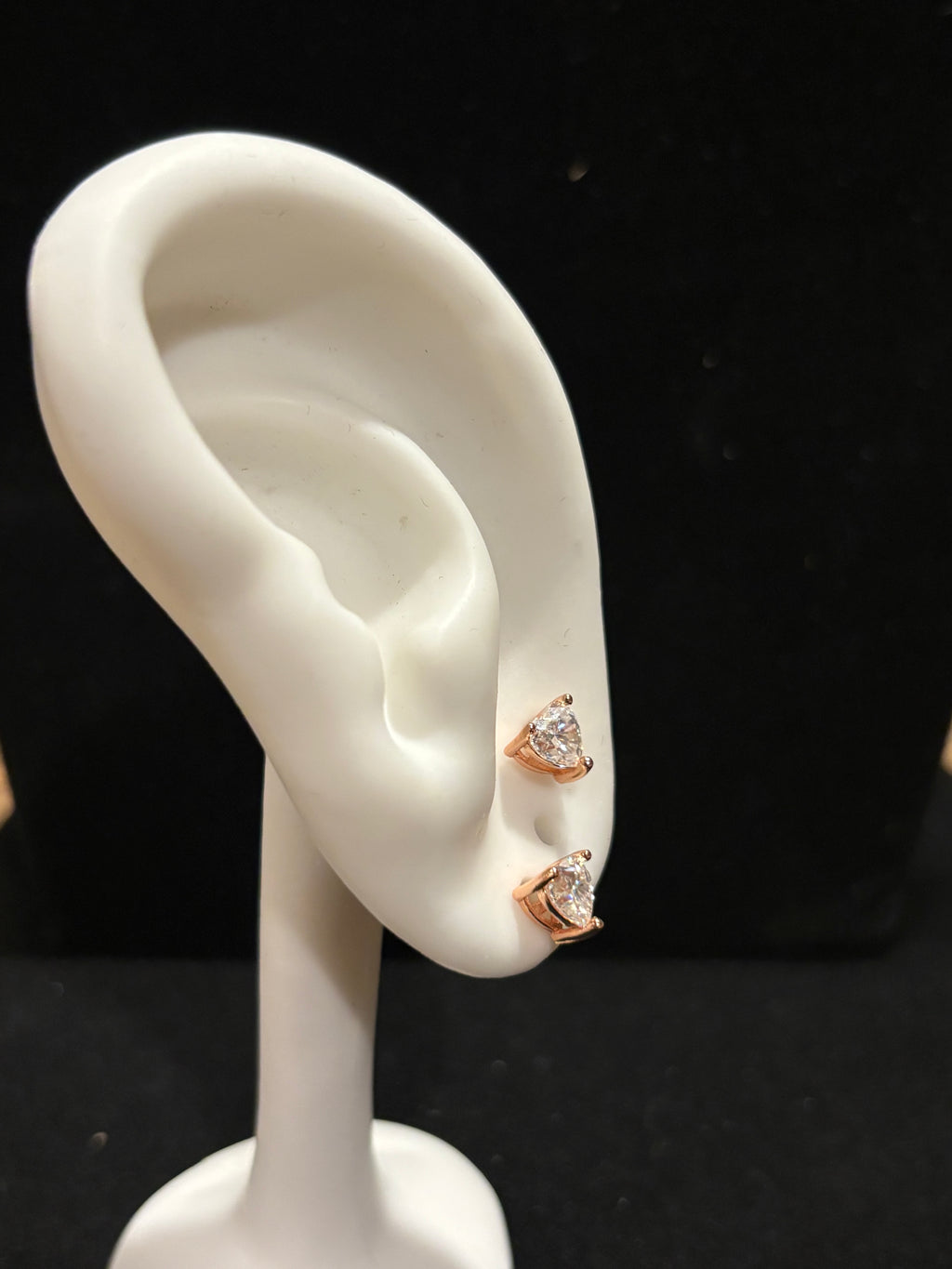 Heart-Cut Moissanite Stud Earrings in Rose Gold