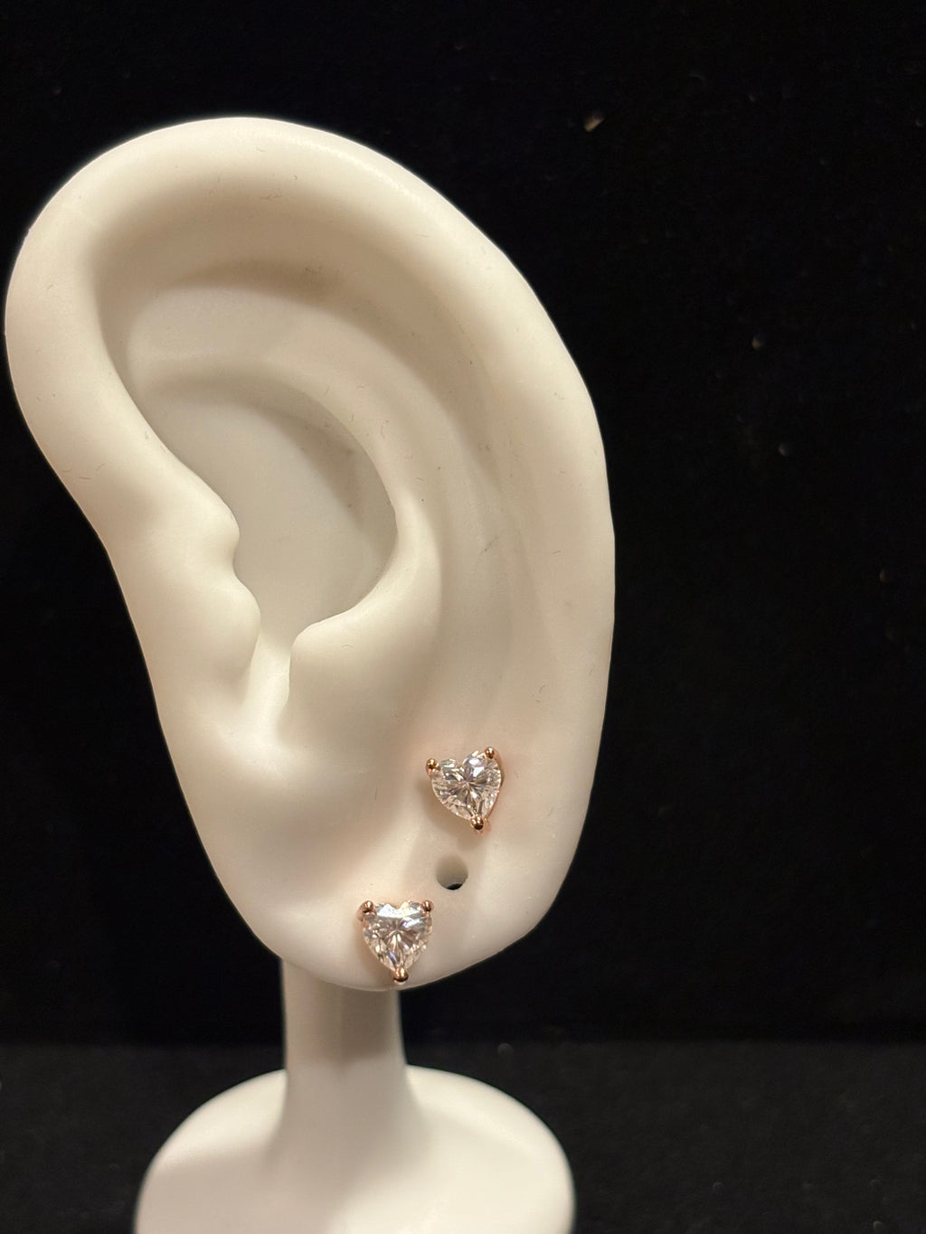 Heart-Cut Moissanite Stud Earrings in Rose Gold