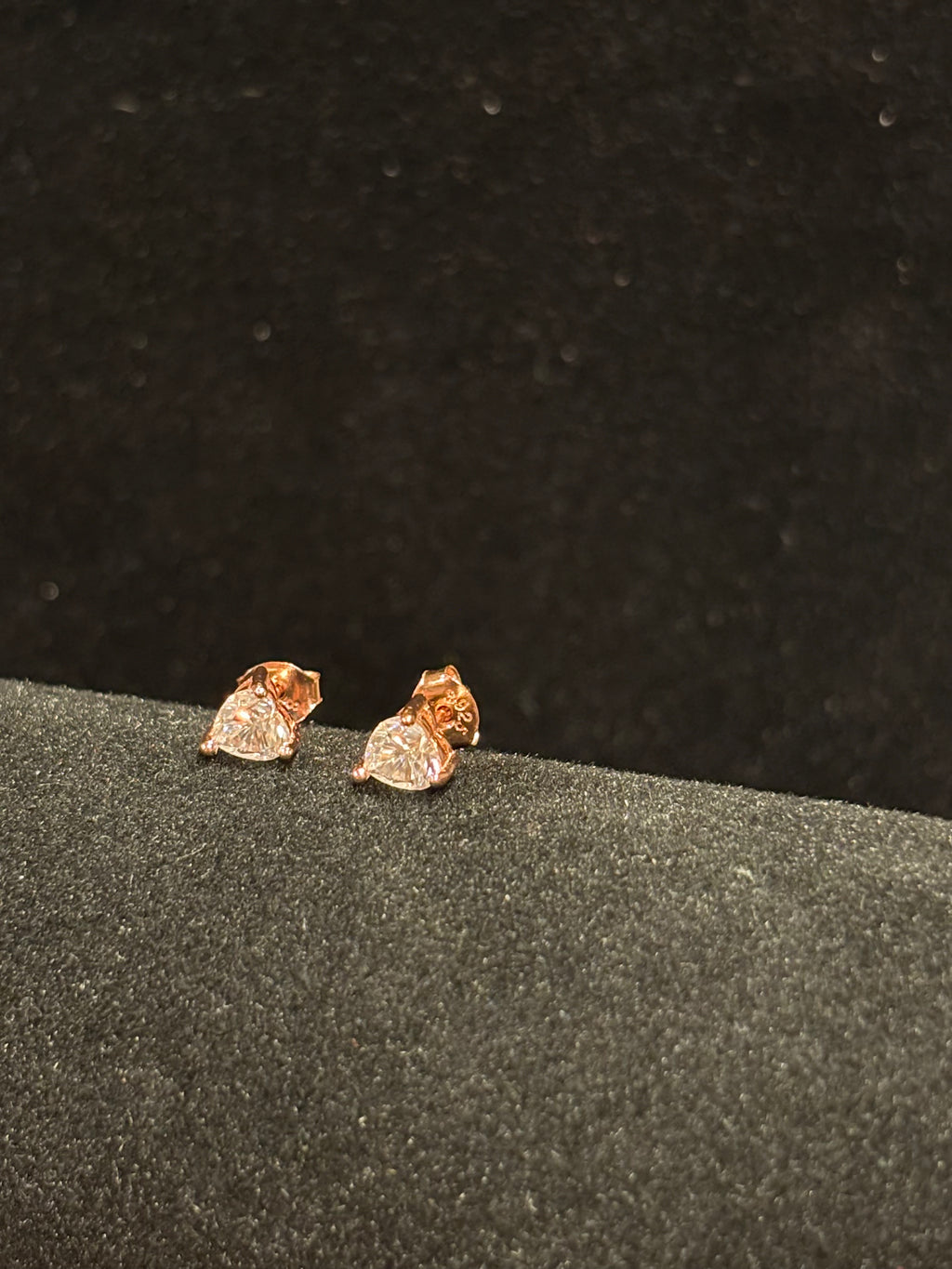 Heart-Cut Moissanite Stud Earrings in Rose Gold