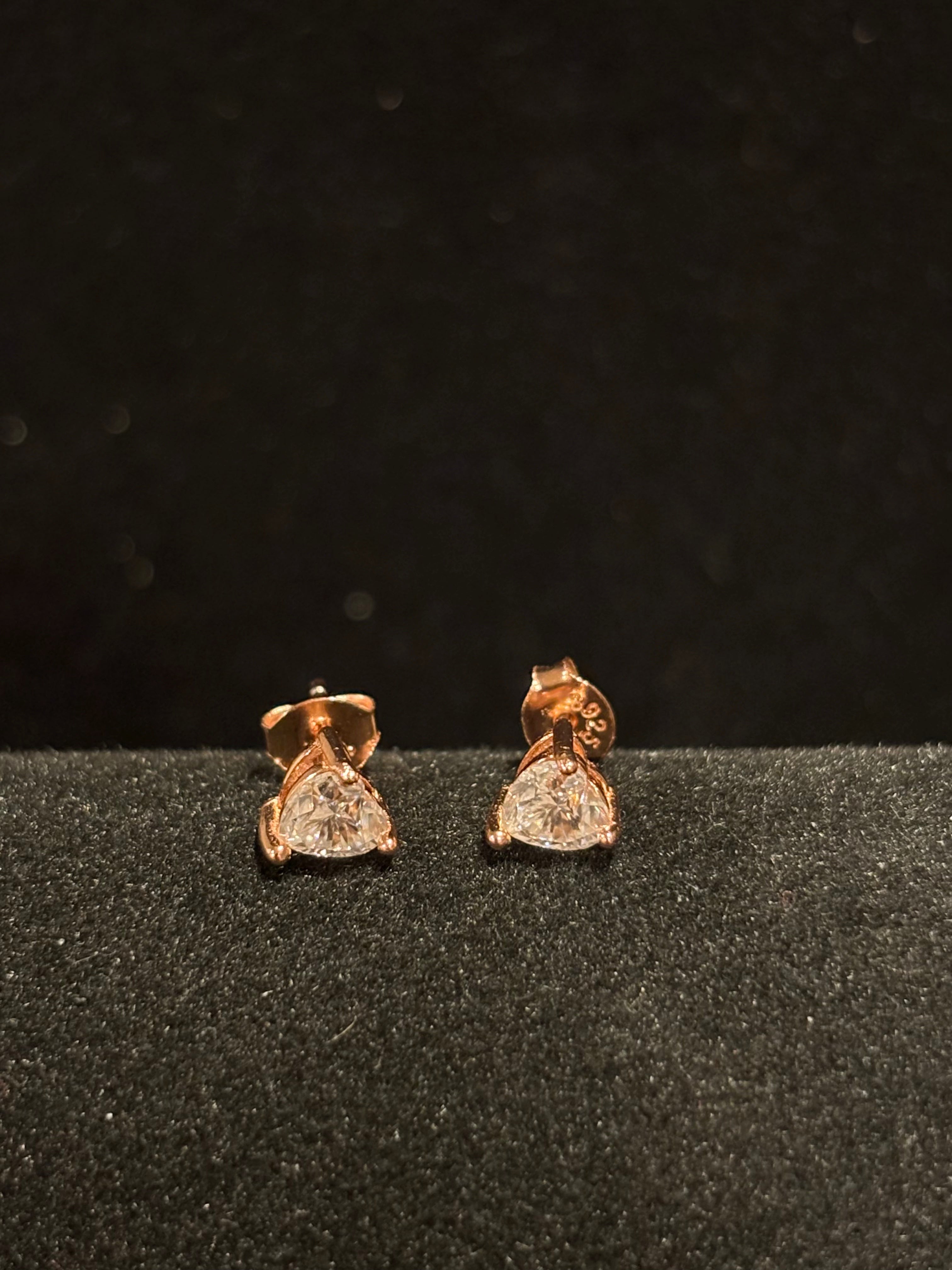 Heart-Cut Moissanite Stud Earrings in Rose Gold