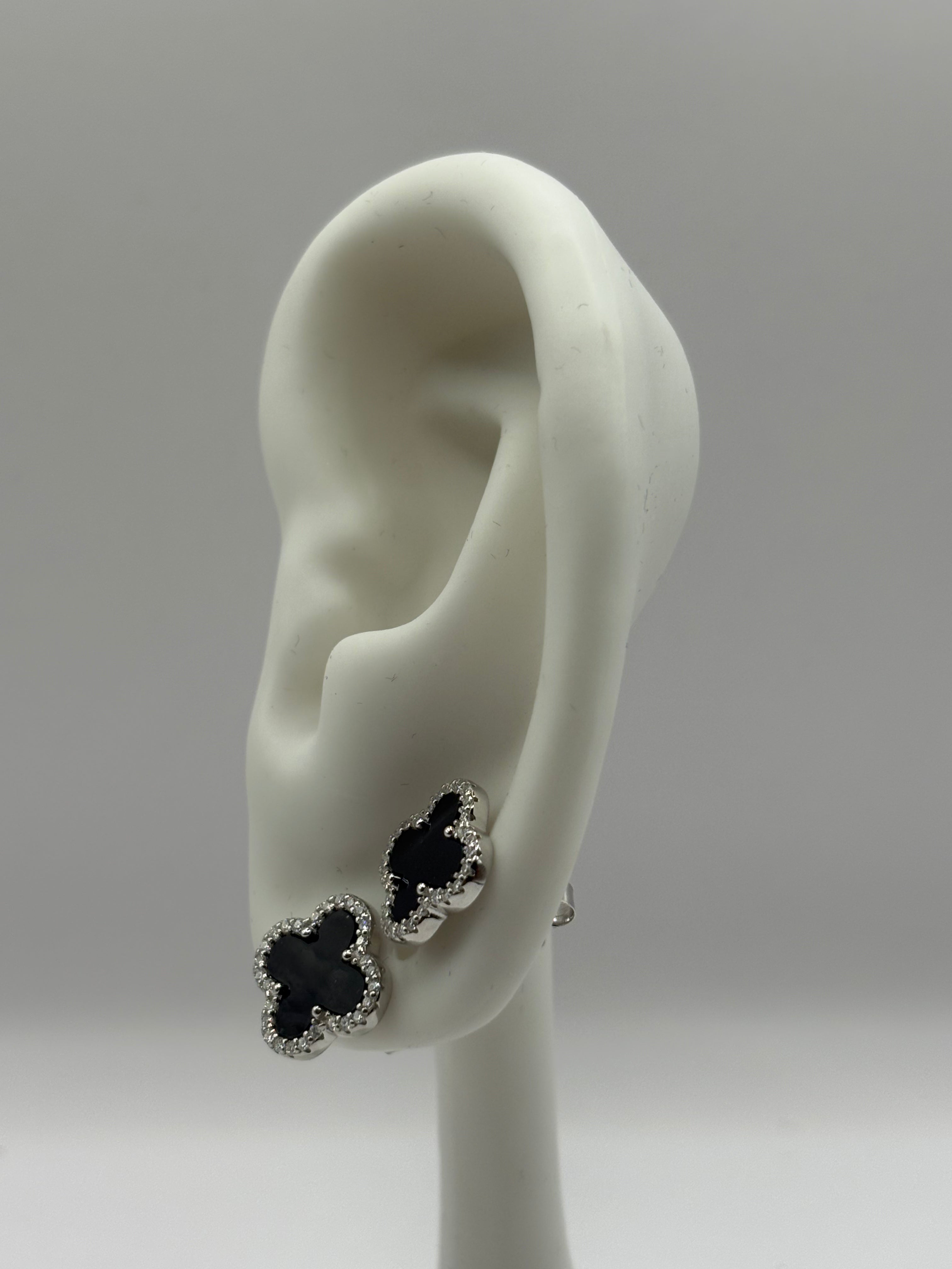Elegant Black Clover Moissanite Stud Earrings (0.27ctw)