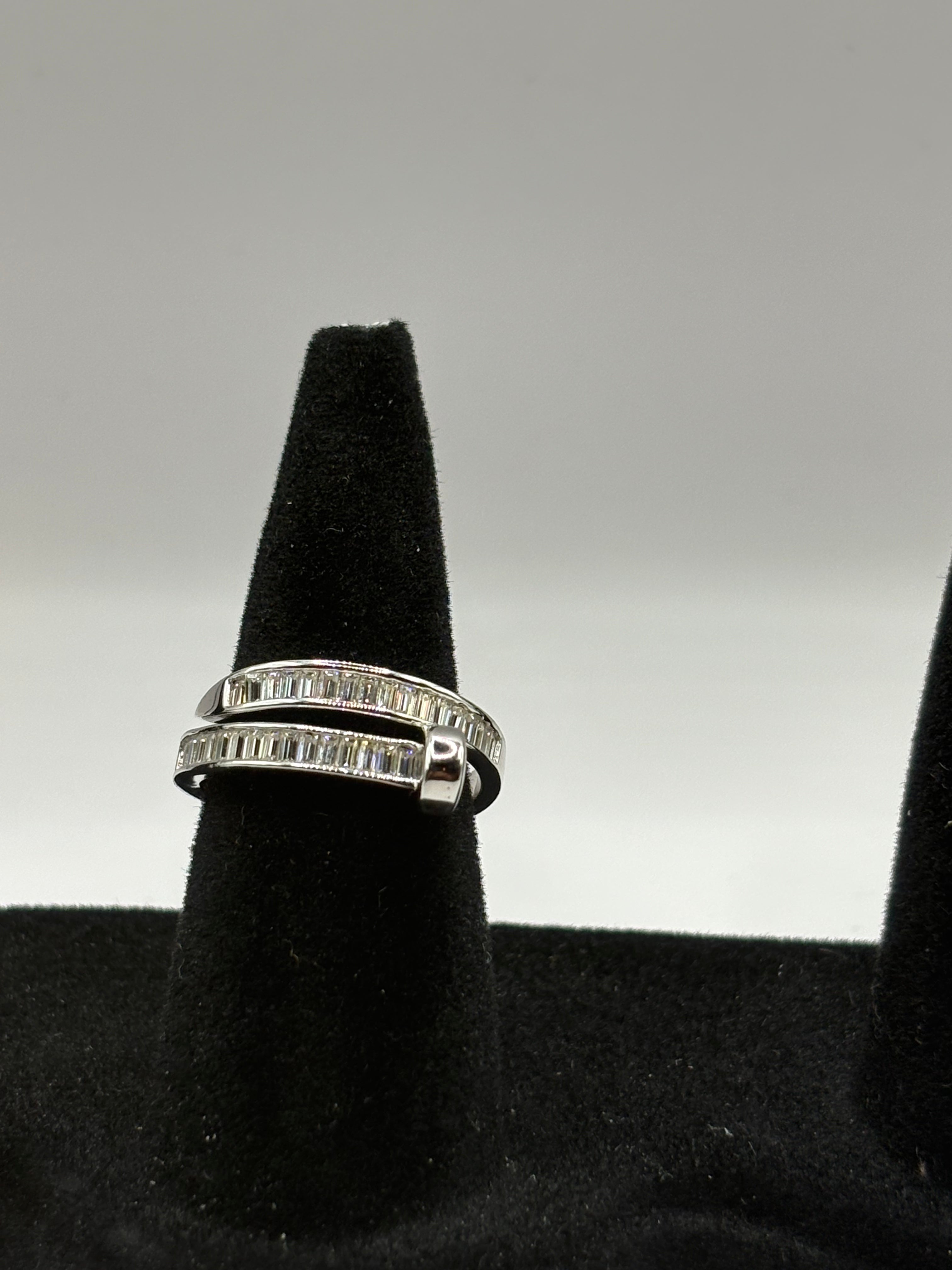 Baguette Moissanite Bypass Nail Ring