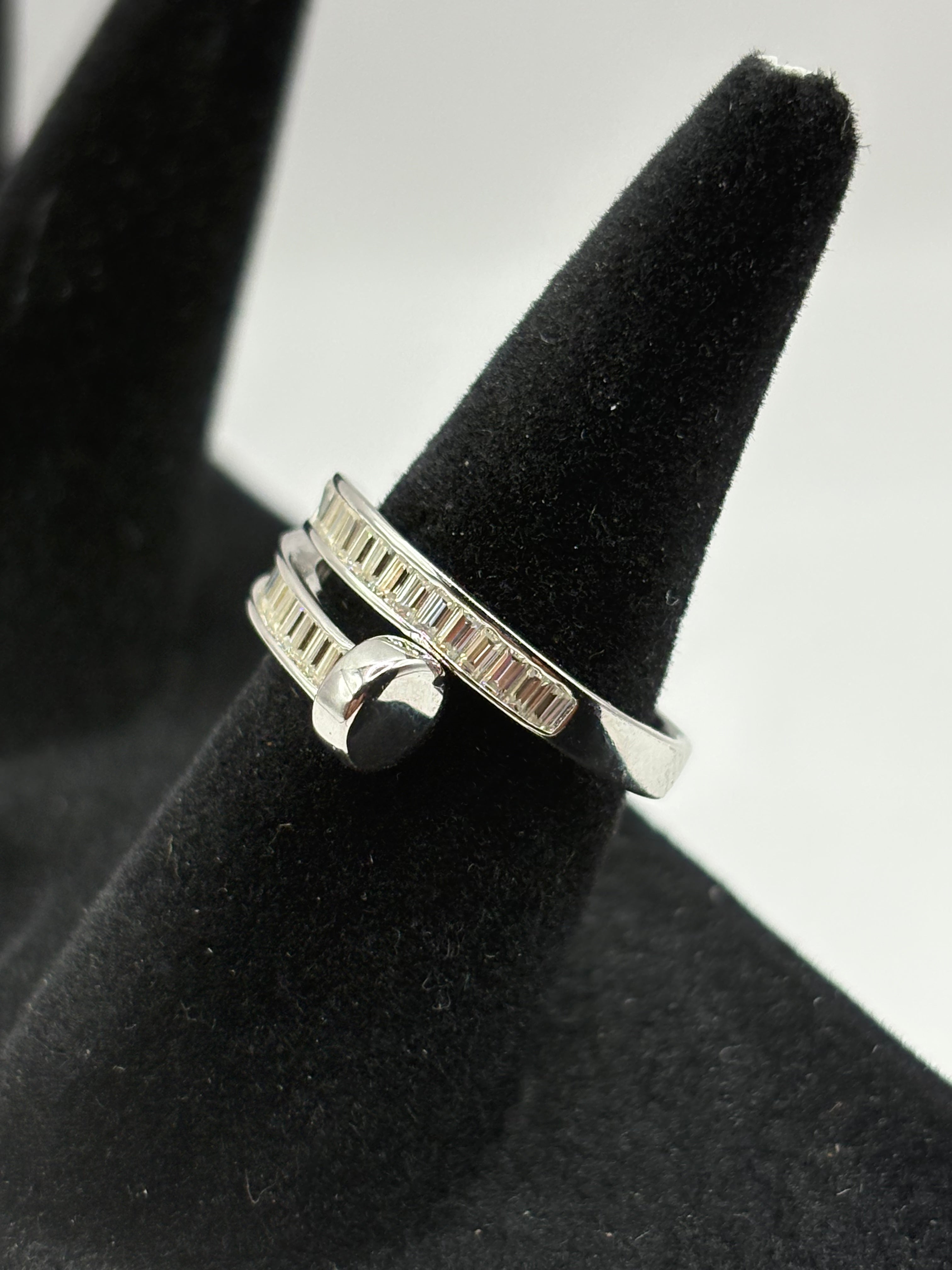 Baguette Moissanite Bypass Nail Ring