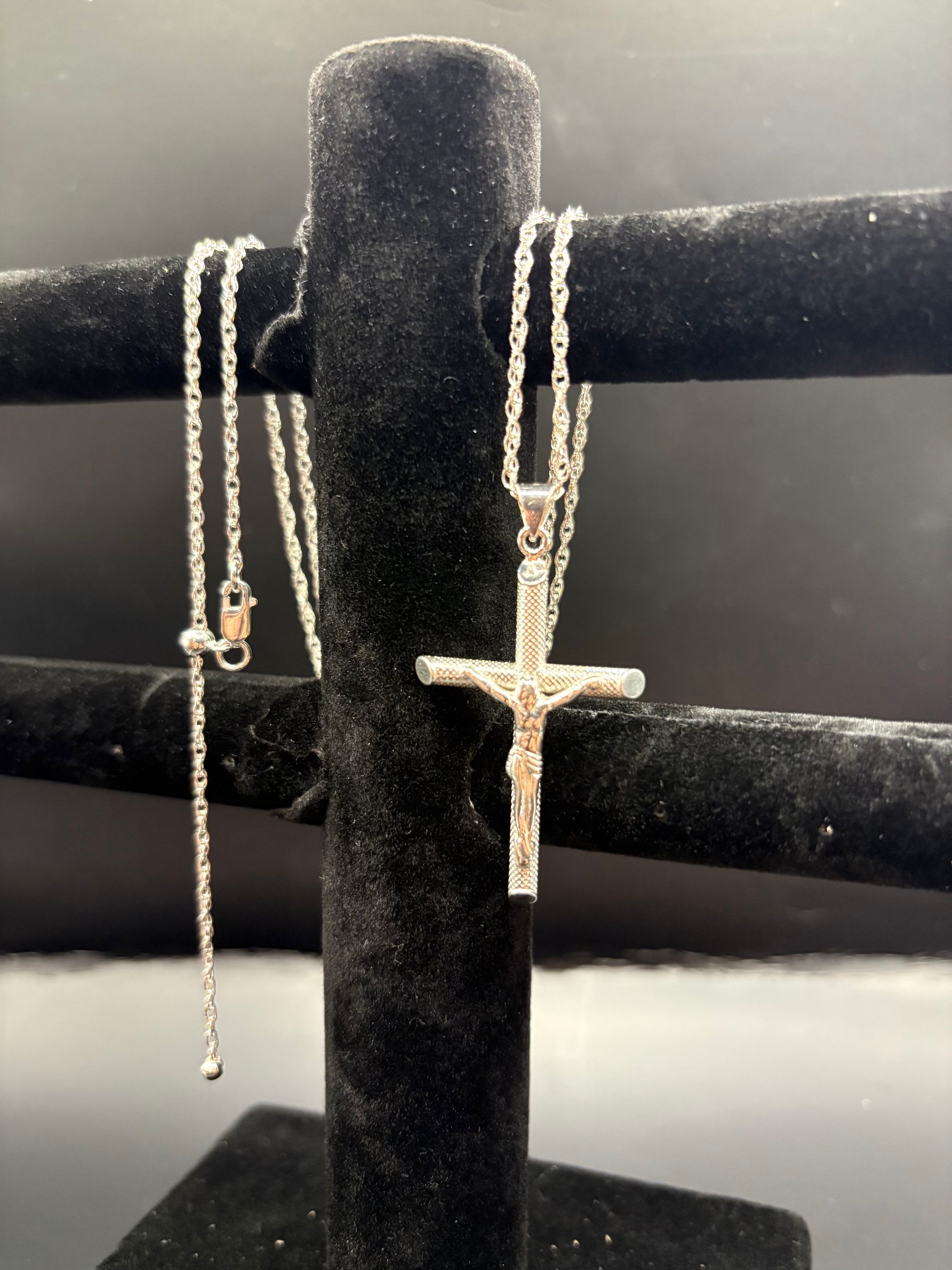 Sacred Grace: Solid Sterling Silver Crucifix Cross Pendant Necklace
