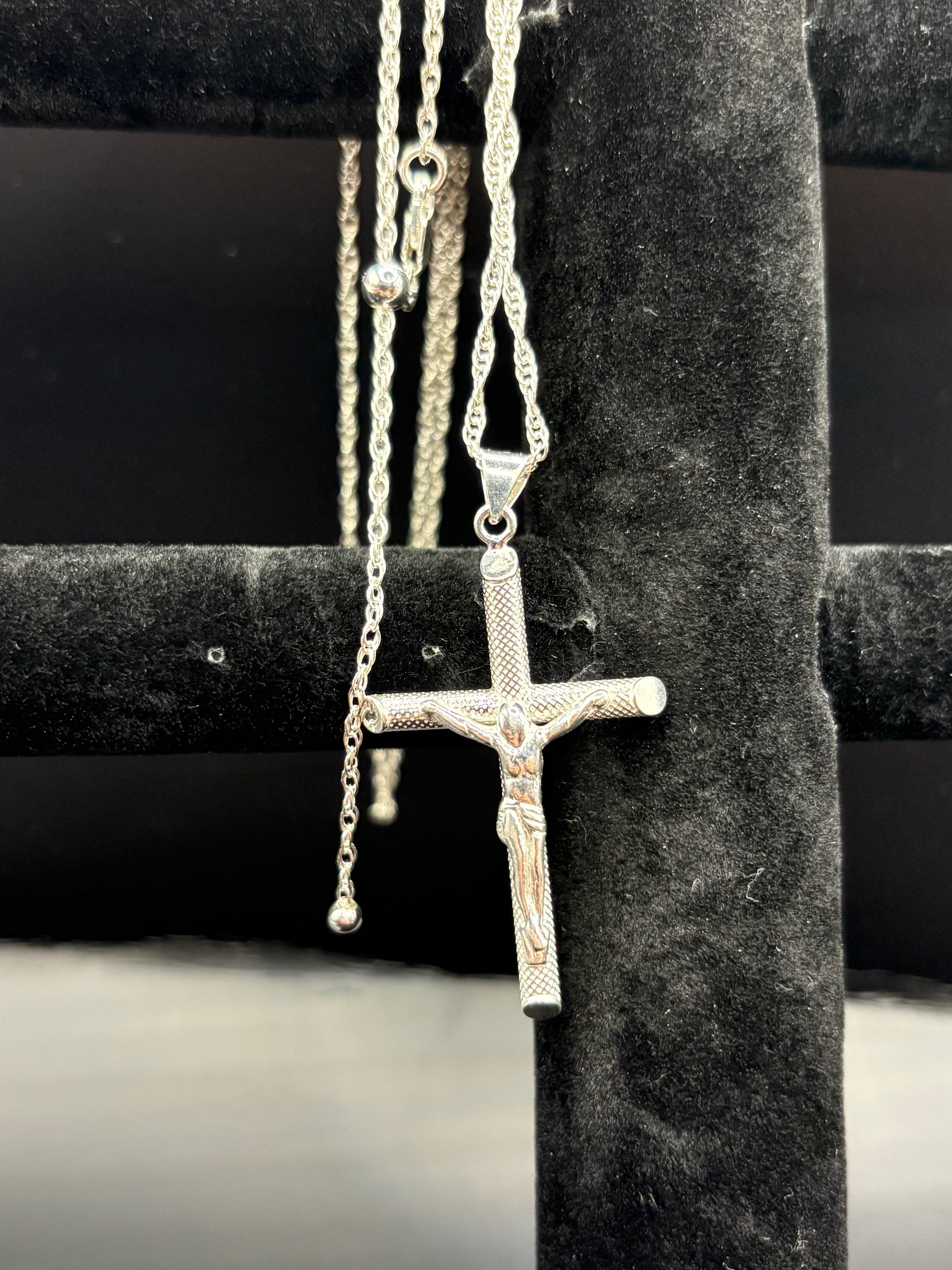 Sacred Grace: Solid Sterling Silver Crucifix Cross Pendant Necklace