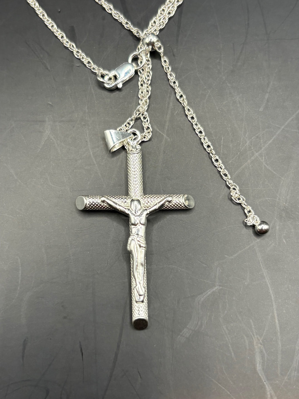 Sacred Grace: Solid Sterling Silver Crucifix Cross Pendant Necklace