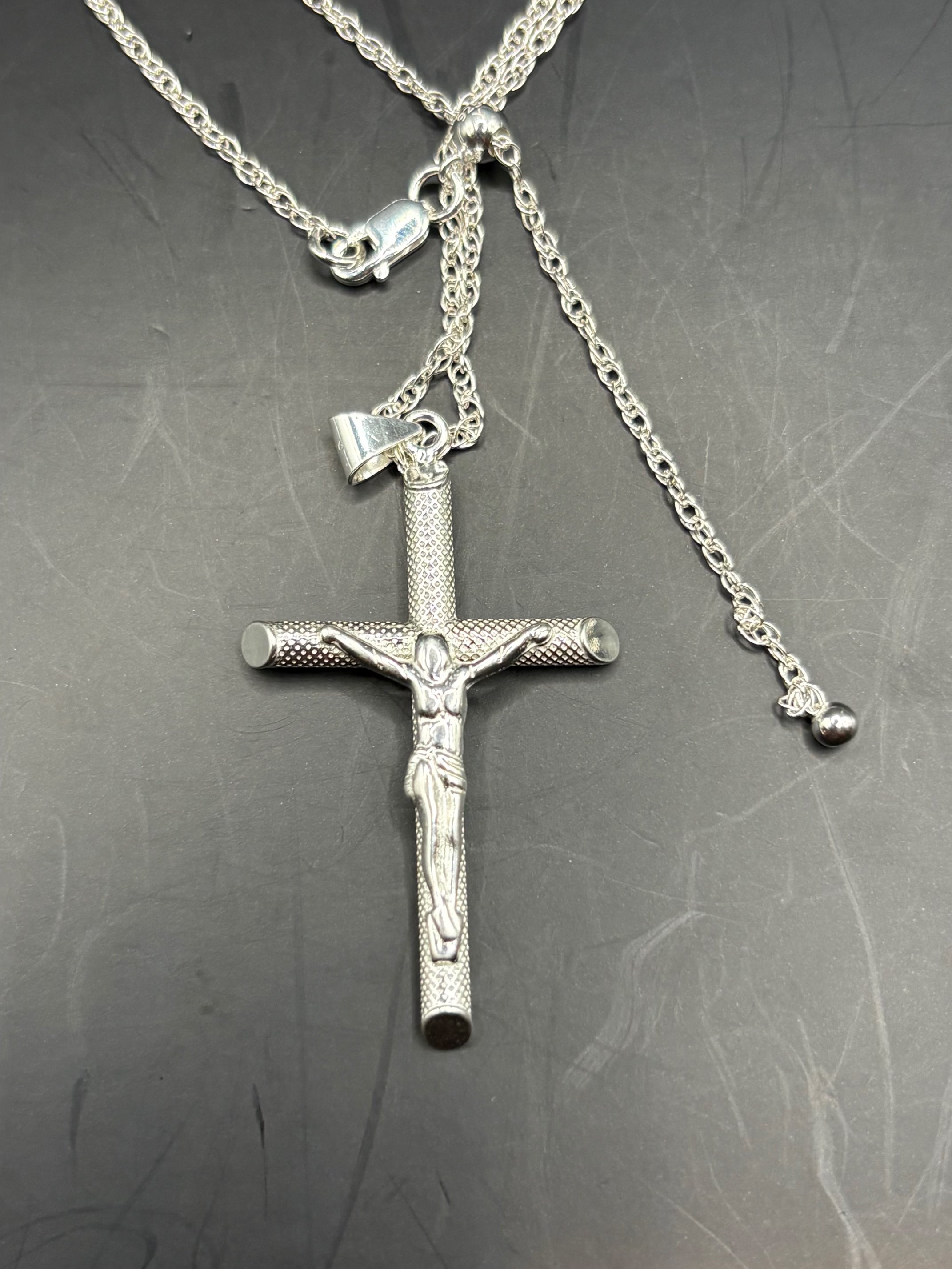 Sacred Grace: Solid Sterling Silver Crucifix Cross Pendant Necklace