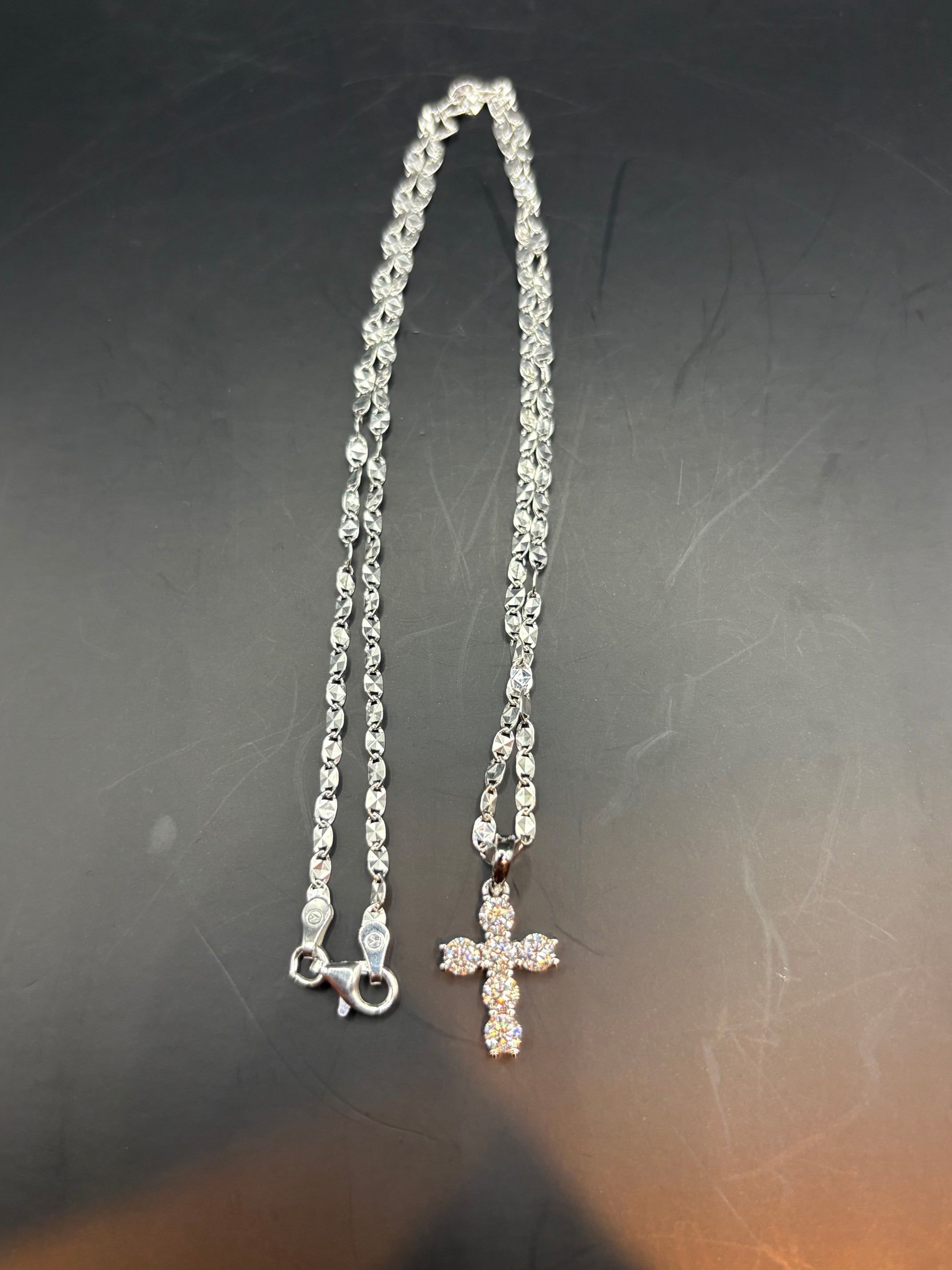 Cross Pendant Necklace in S925 Sterling Silver – Diamond Sparkle Faith Charm